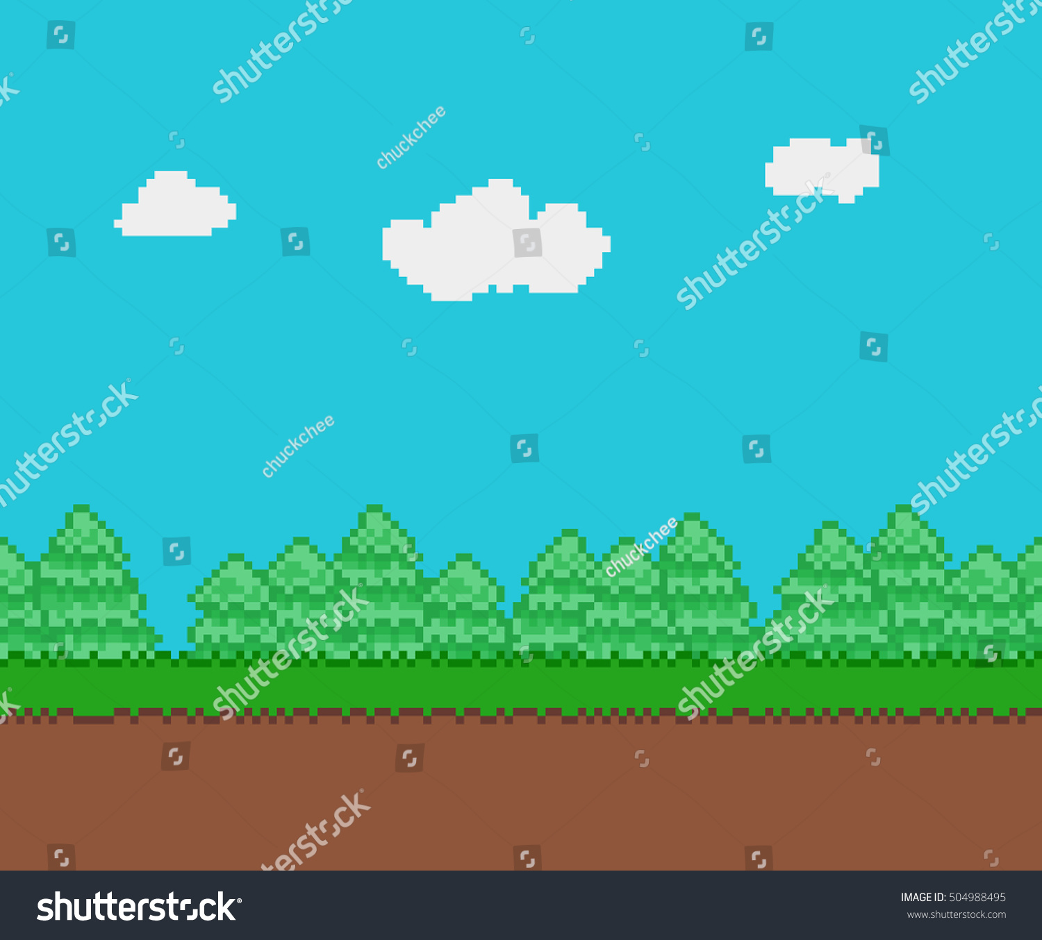 Pixel Art Seamless Game Background Grass Stock Vector 504988495 ...