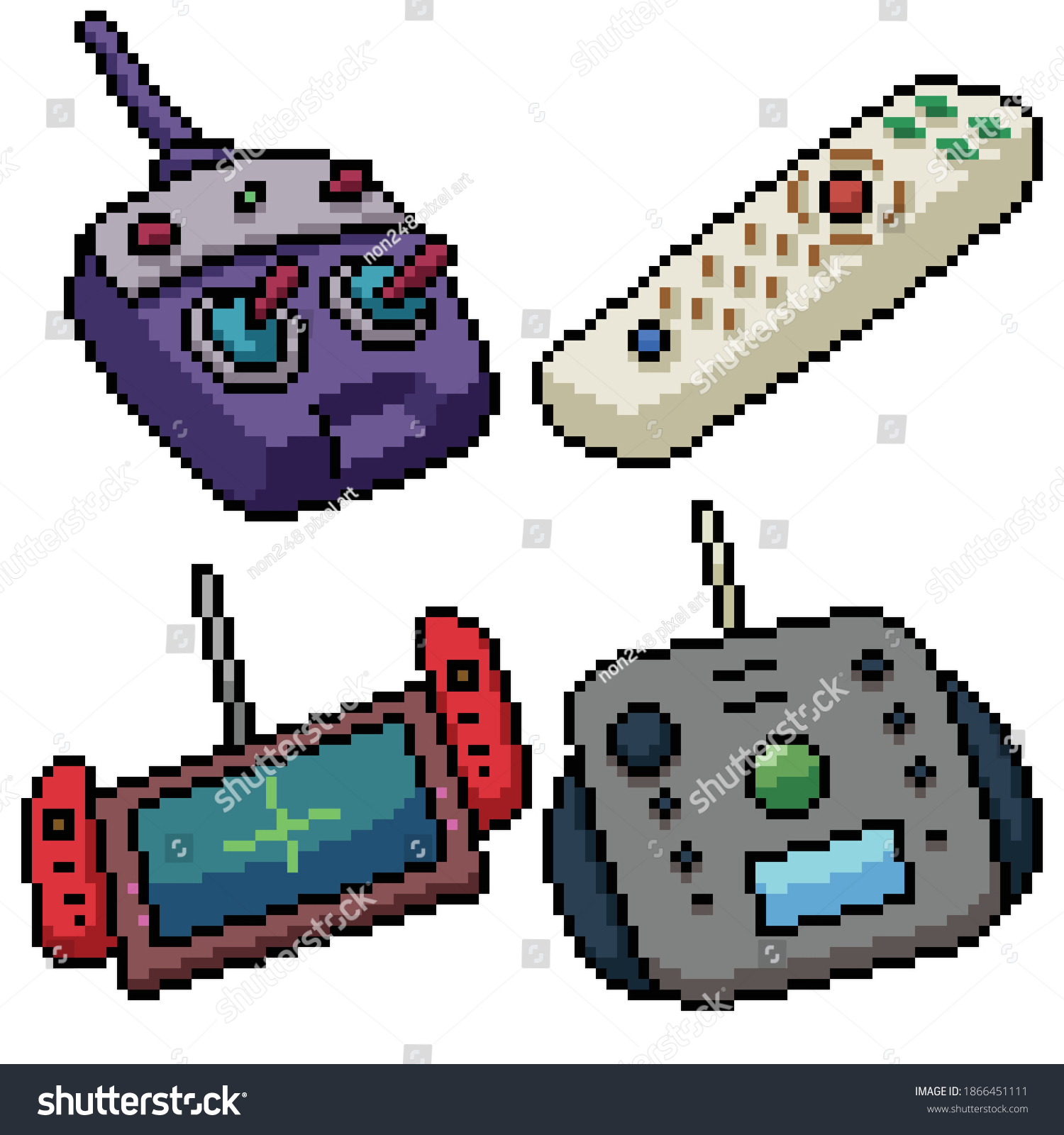 Pixel Art Set Isolated Remote Control庫存向量圖（免版稅）1866451111 | Shutterstock