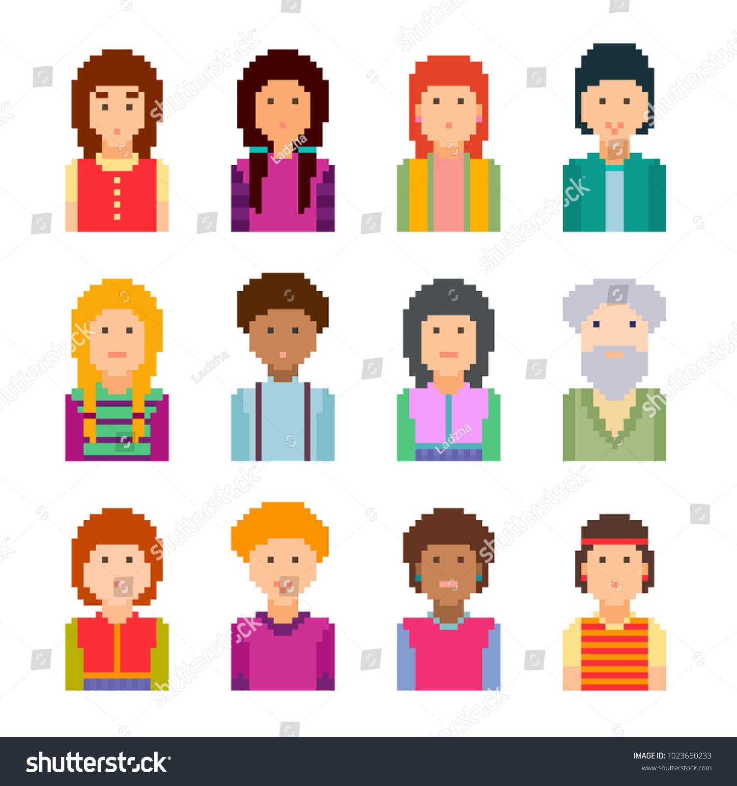 Pixel Art Style Cartoon Faces Vector 库存矢量图（免版税）1023650233 Shutterstock 0862