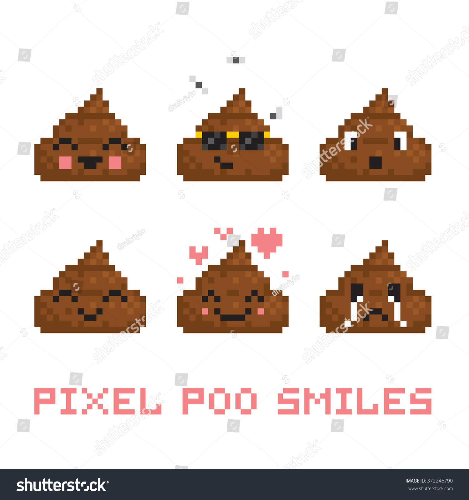 Pixel Art Style Poo Smile Vector Stock Vector Royalty Free