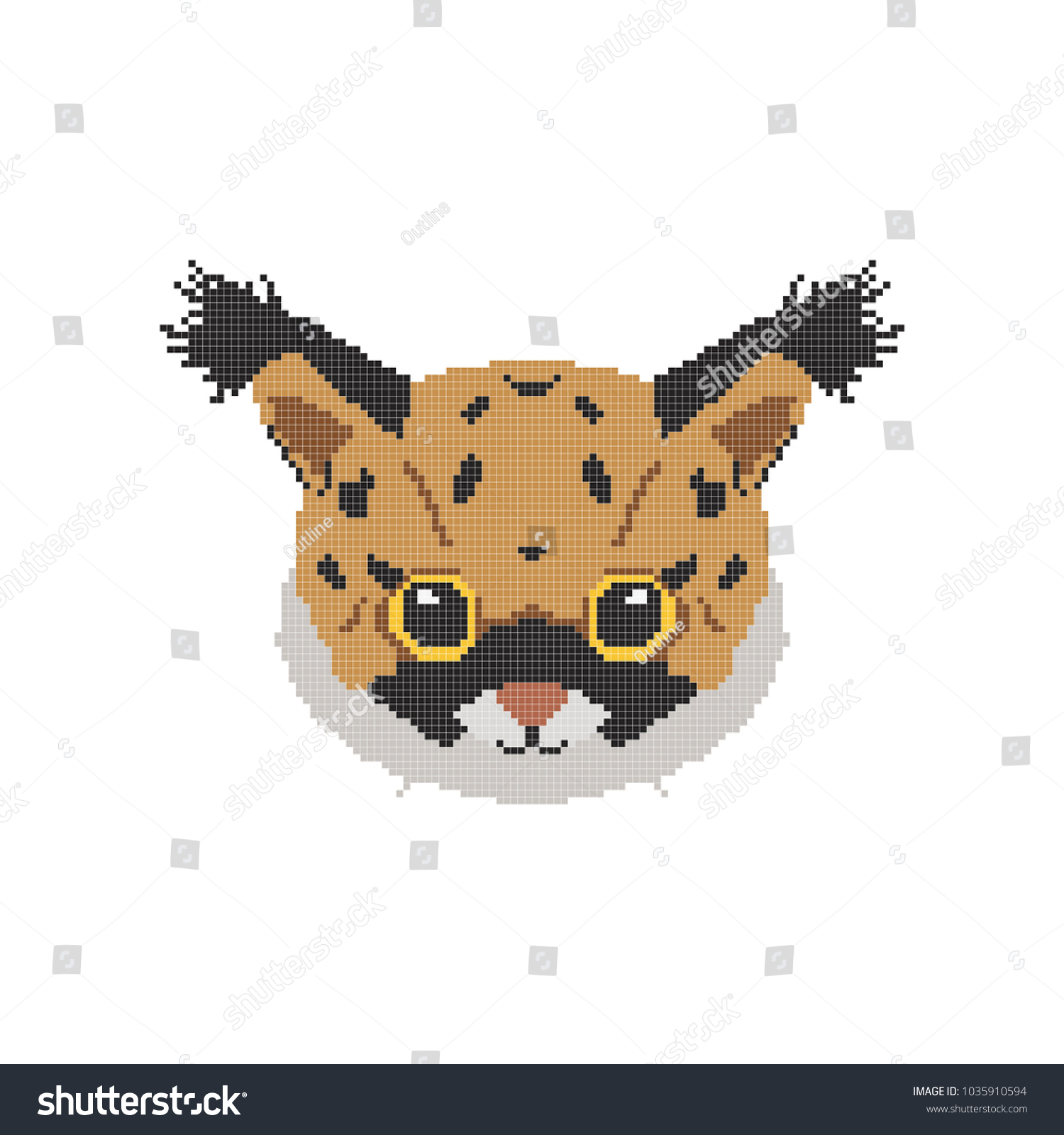 Image Vectorielle De Stock De Pixel Art Face Lynx Vector Illustration