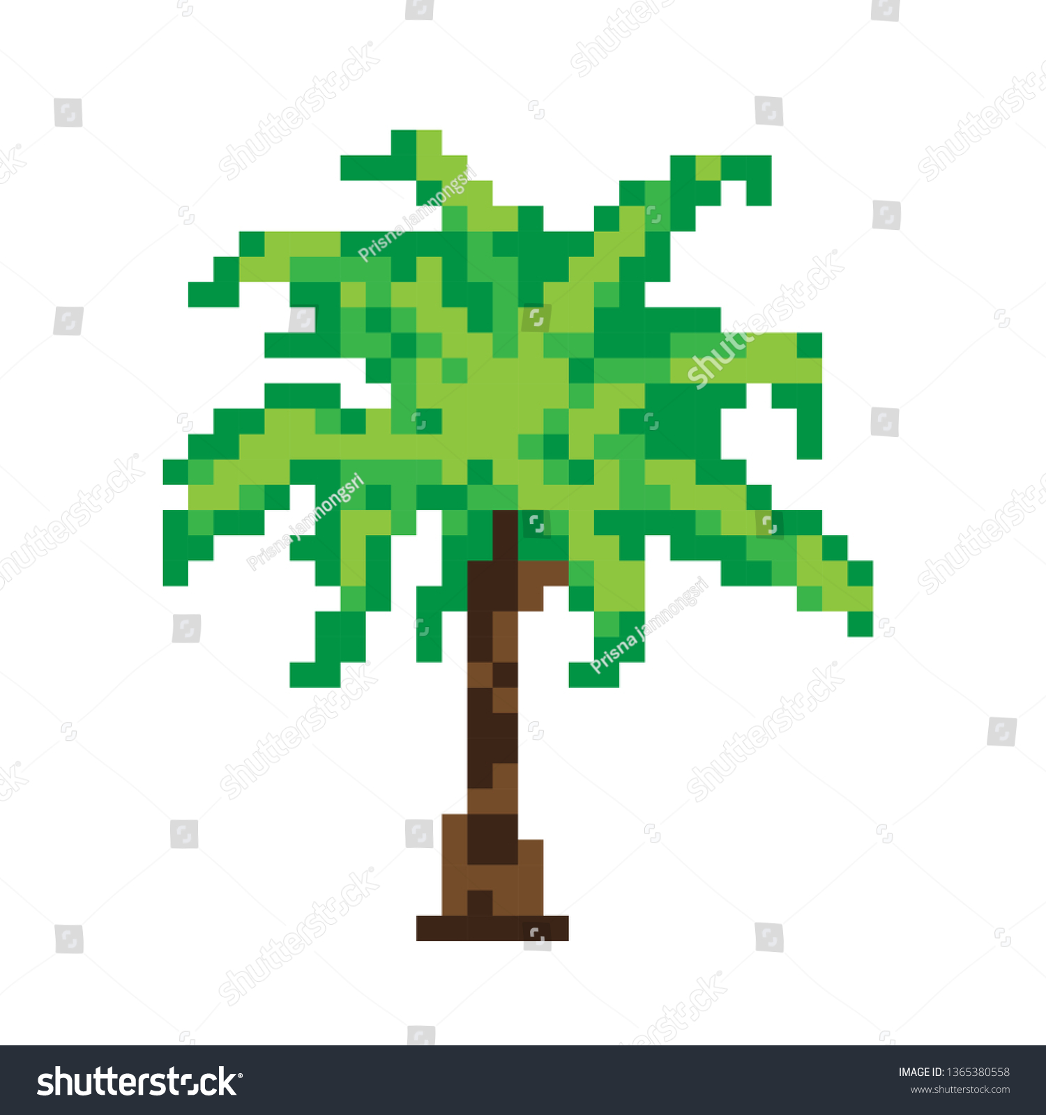 Pixel Art Tree Stock Vector (royalty Free) 1365380558