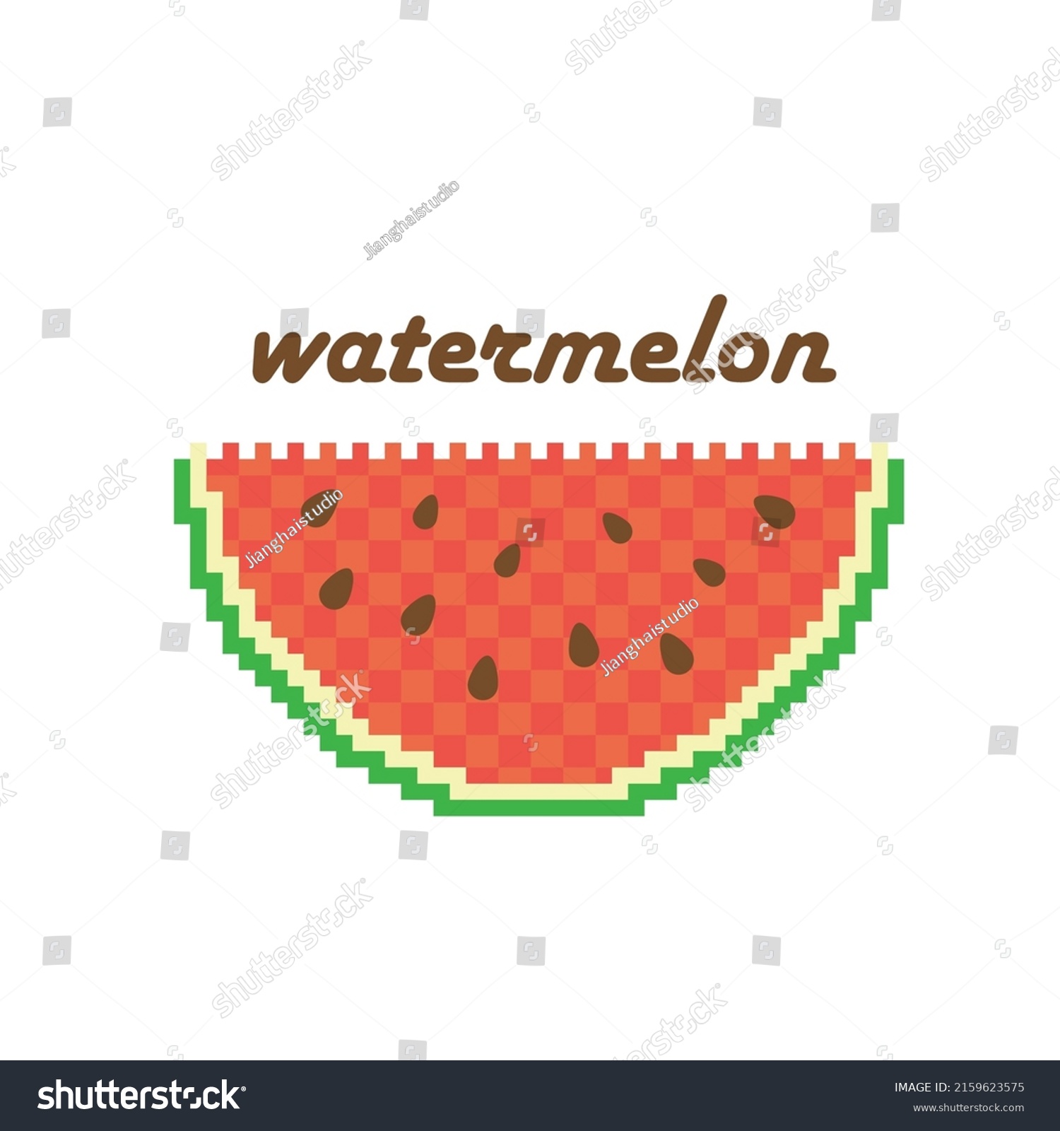 Pixel Art Watermelon On White Background Stock Vector (Royalty Free ...