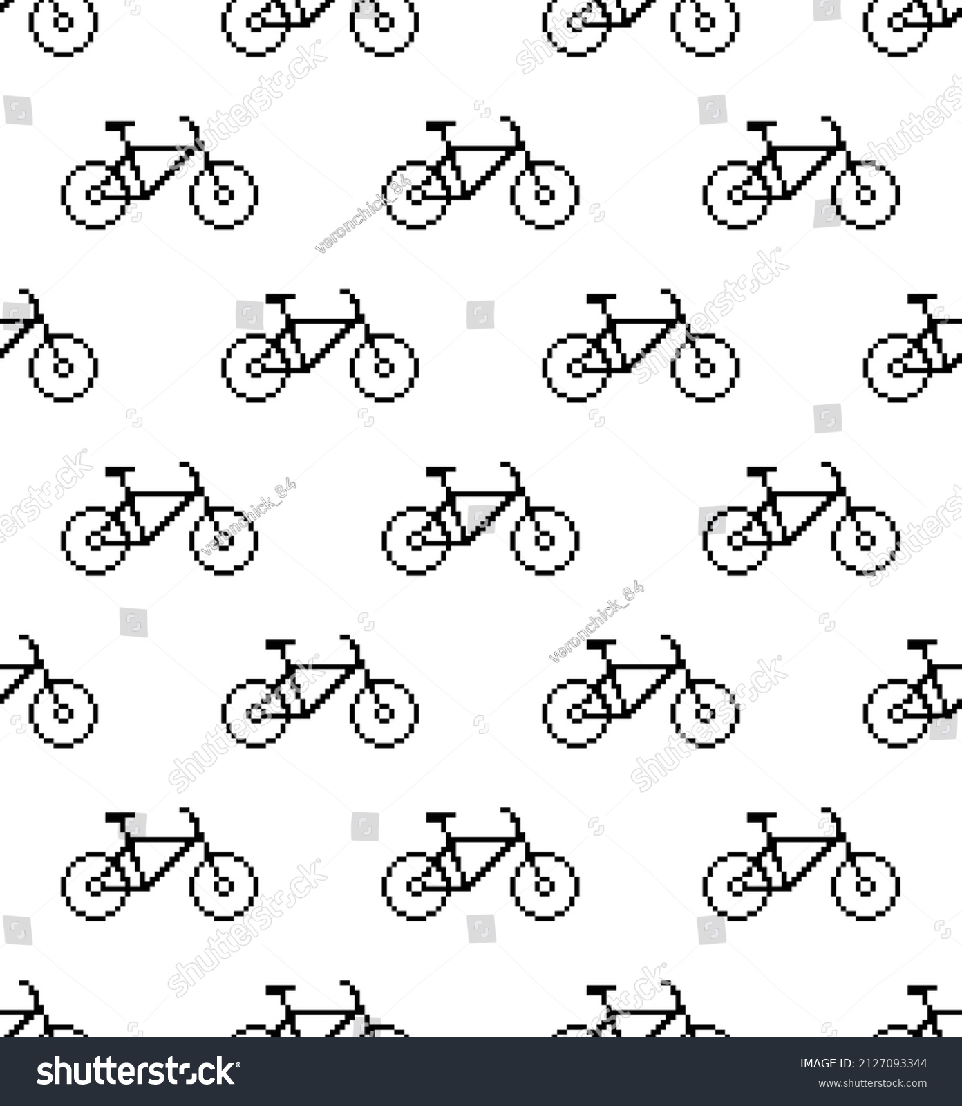 Pixel Bicycle Background Seamless Texture Pattern Stock Vector (Royalty