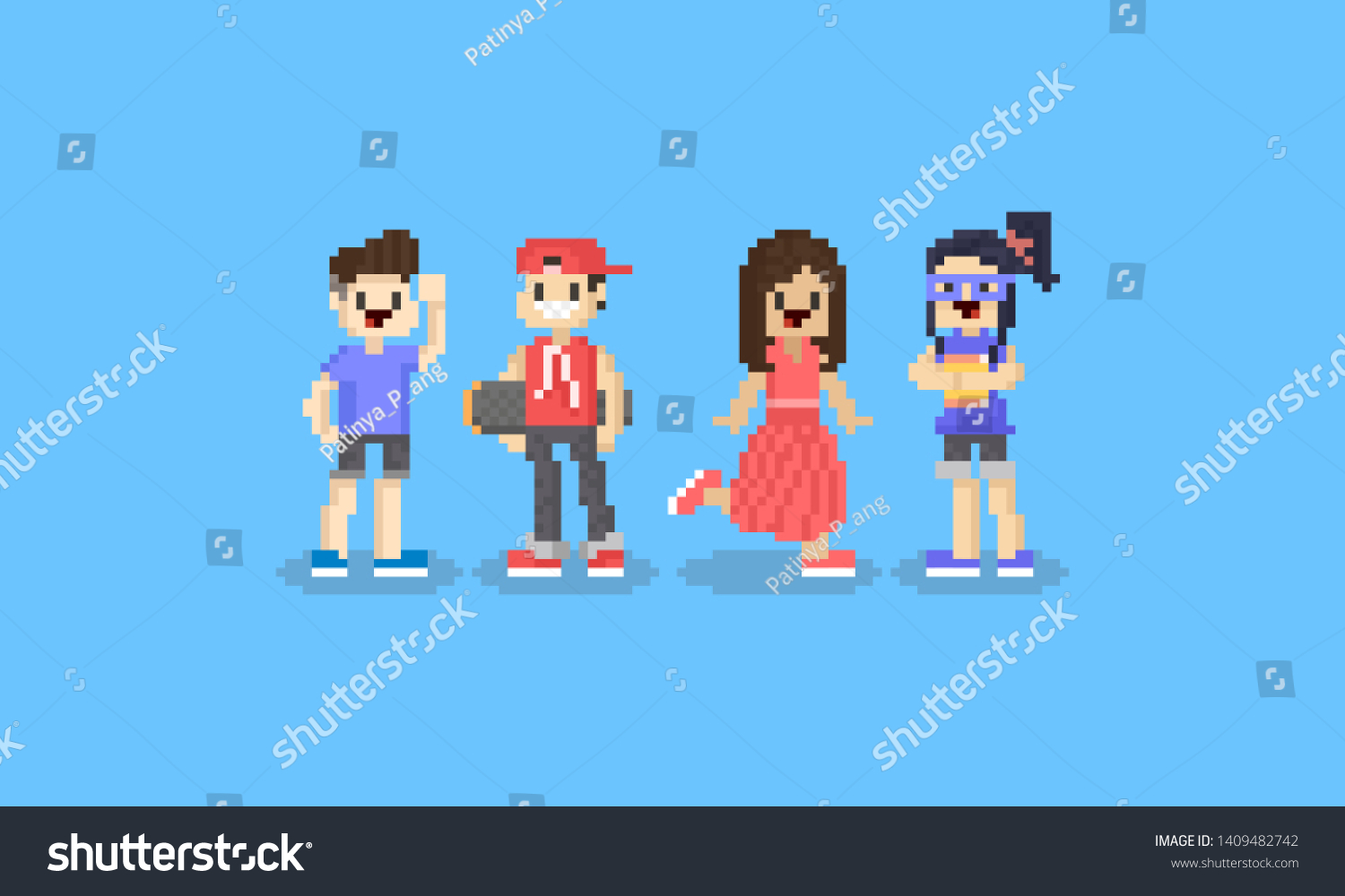 Pixel Cartoon Teen Character8bityouth Day Stock Vector (Royalty Free ...