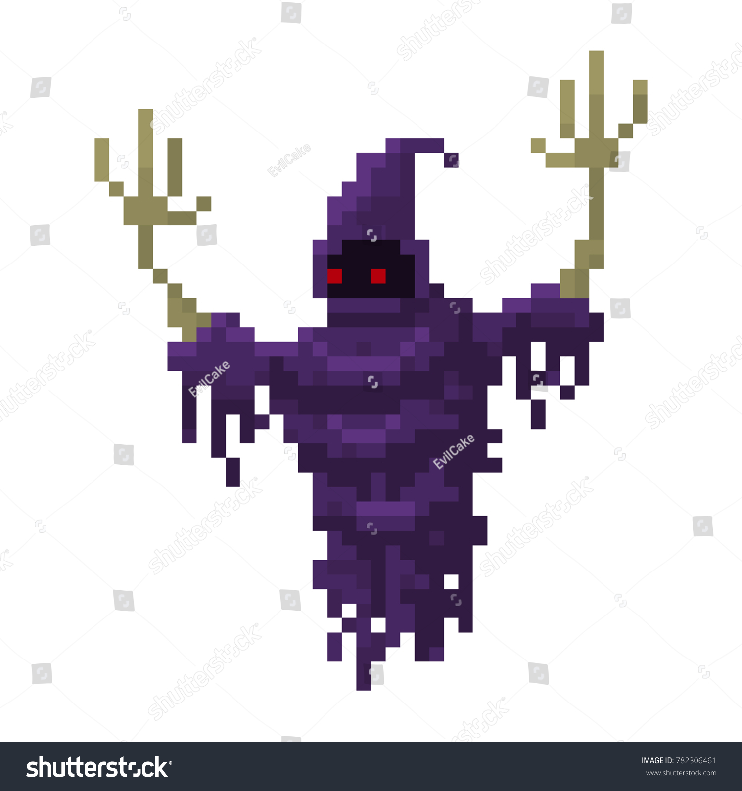 Pixel Character Evil Spirit Sorcerer Stock Vector (Royalty Free) 782306461