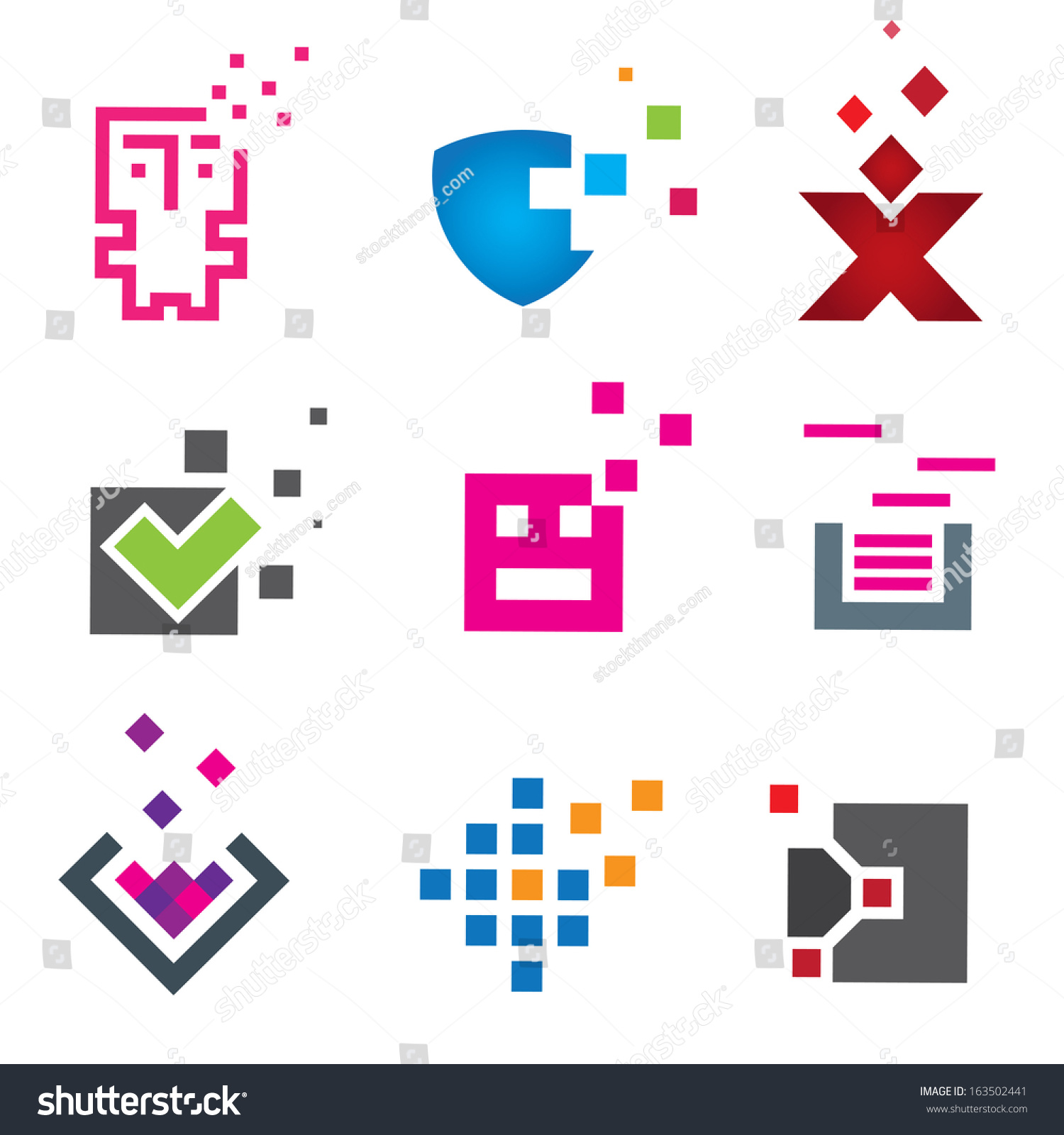 Pixel Computer Programming Logo Internet Protection Stock Vector ...