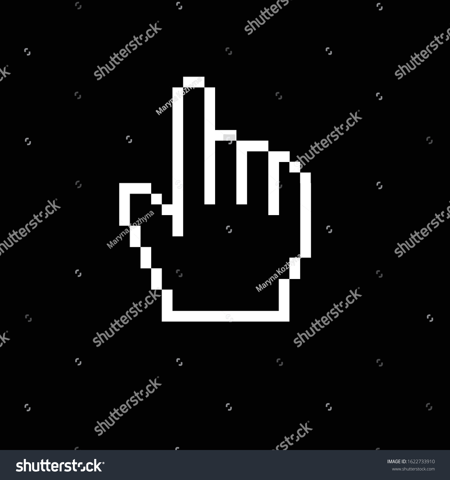 Pixel Cursor Hand Hand Vector Icon Stock Vector (Royalty Free ...