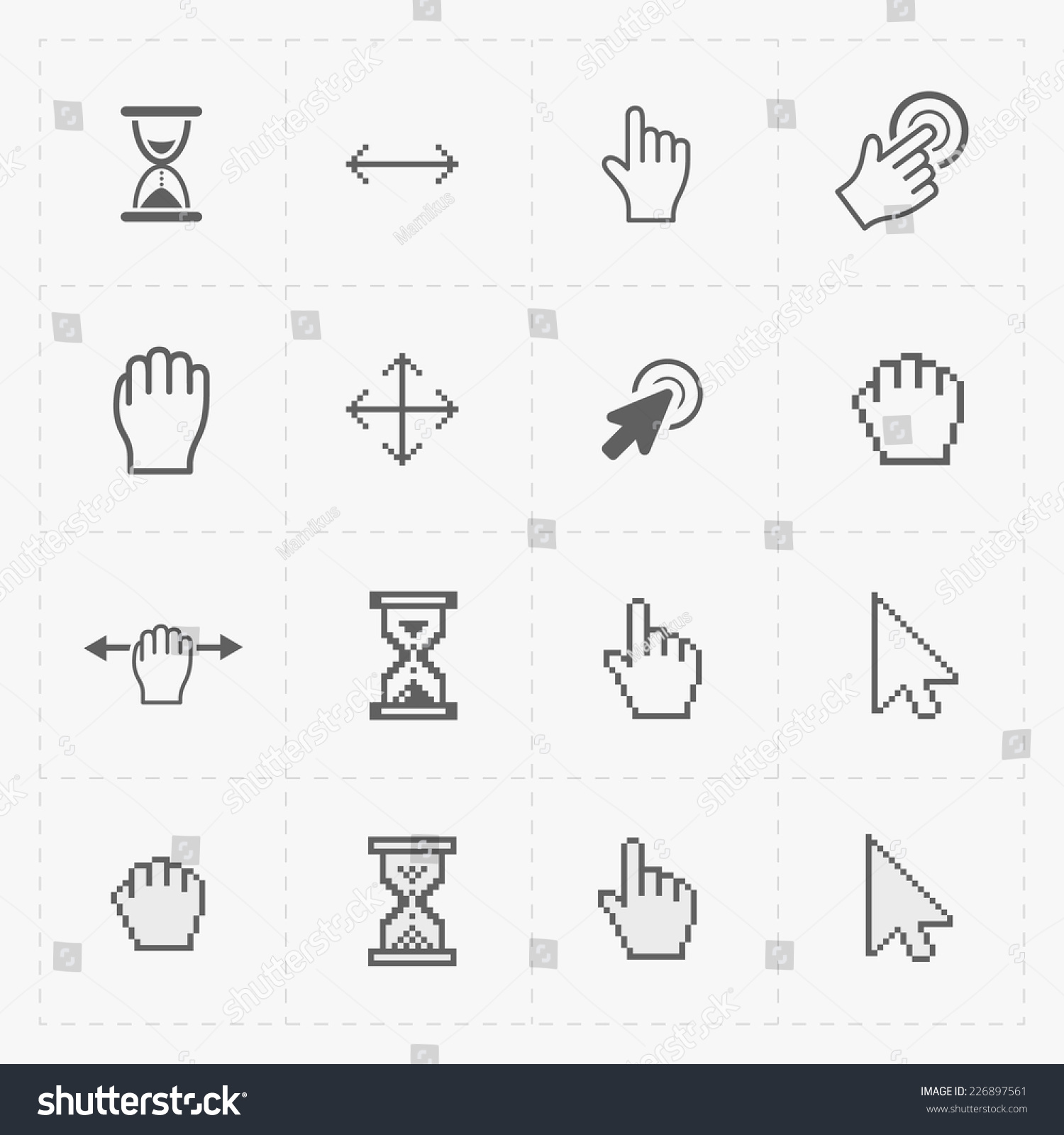 Pixel Cursors Icons On Whitevector Illustration Stock Vector (Royalty ...