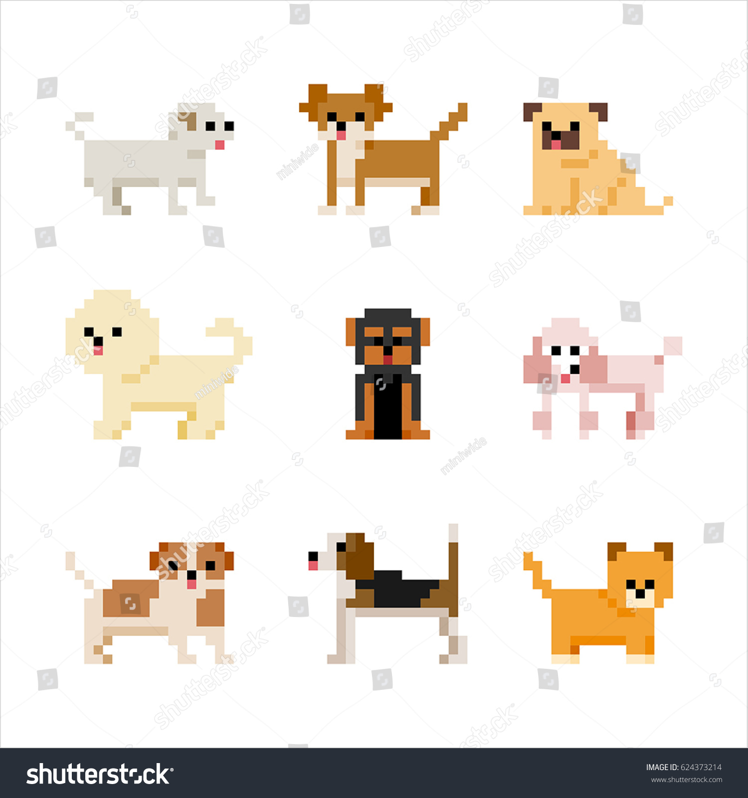 Pixel Dog Character Vector Illustration Flat Stock Vector (Royalty Free ...