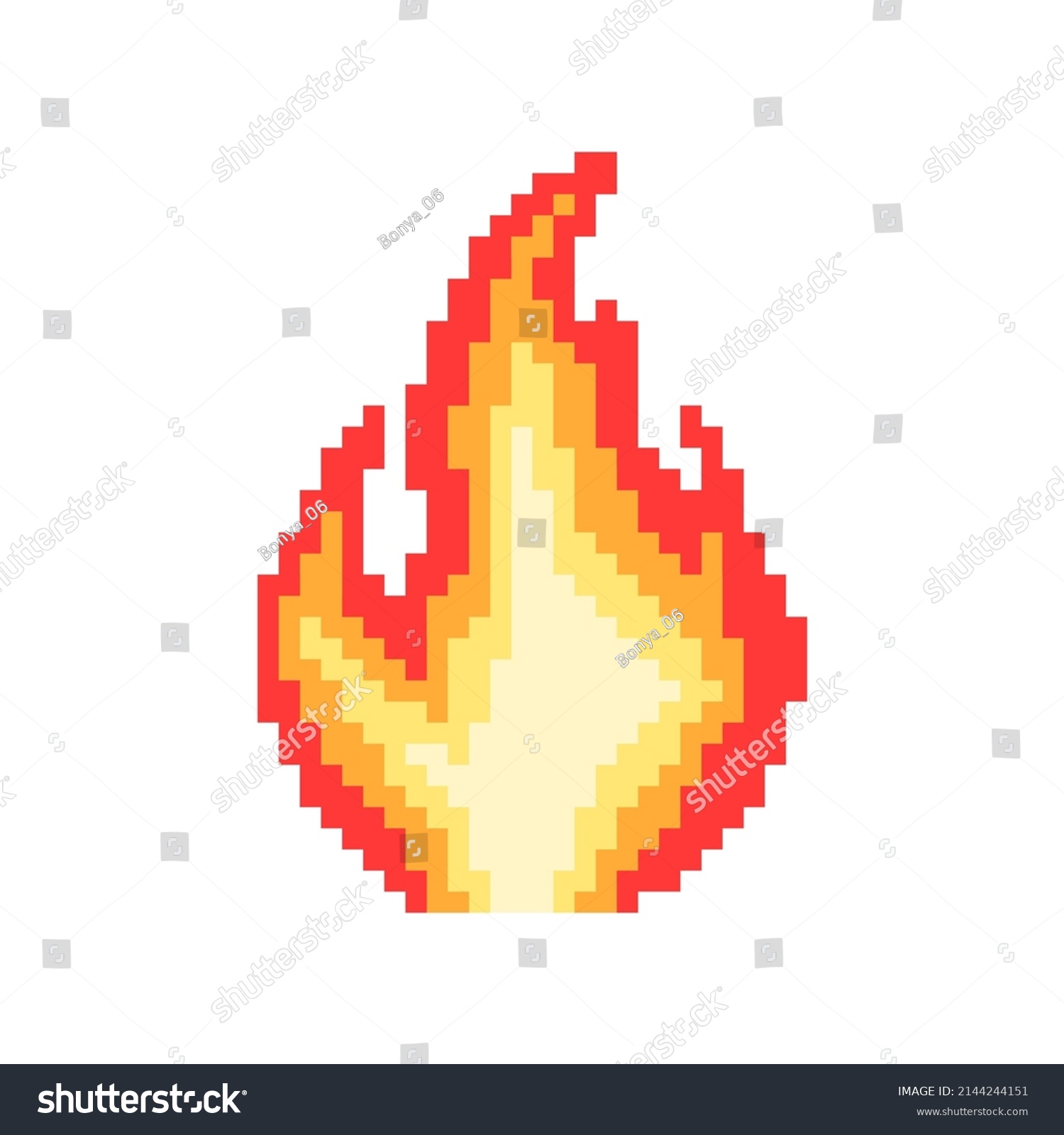 Pixel Fire Bonfire Flame 8bit Explosion Stock Vector (Royalty Free ...