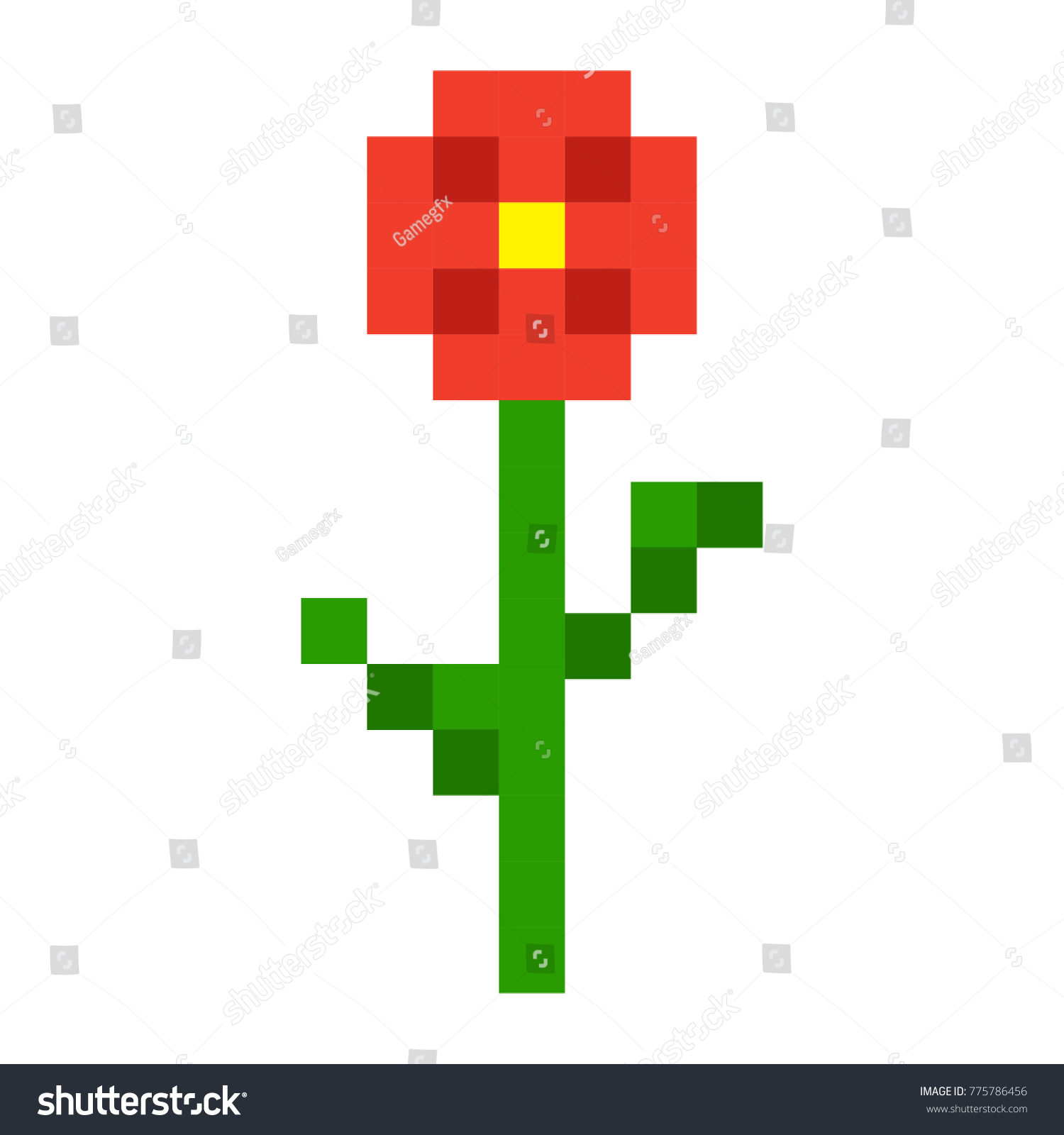 Pixel Flowers Art Cartoon Retro Game Stock Vector (Royalty Free ...