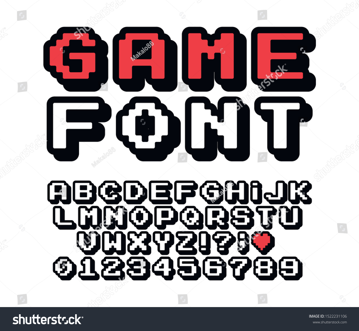 Pixel Font Vector Letters Set Game Shutterstock