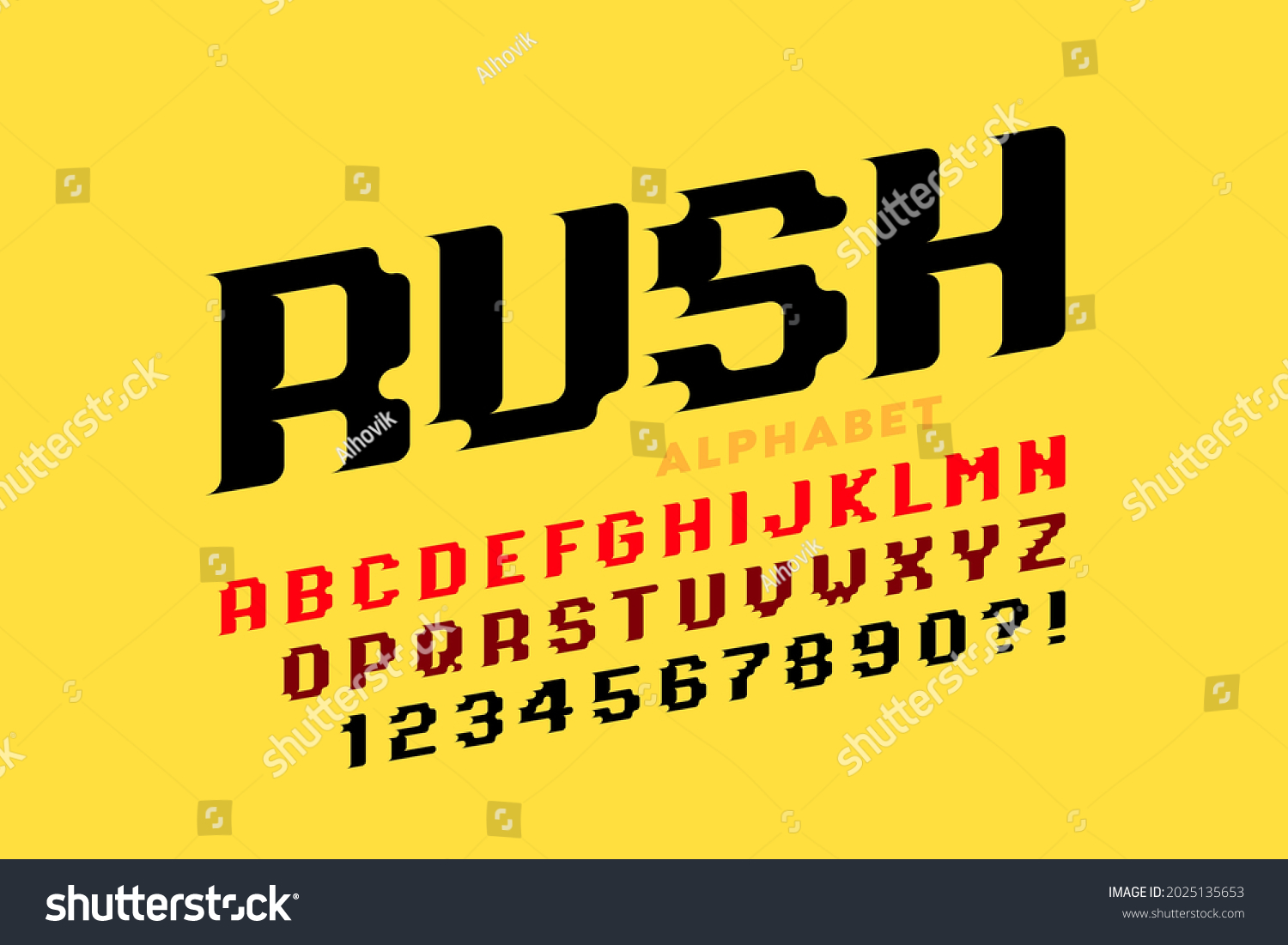 SVG of Pixel game stylized speed font, alphabet letters and numbers vector illustration svg