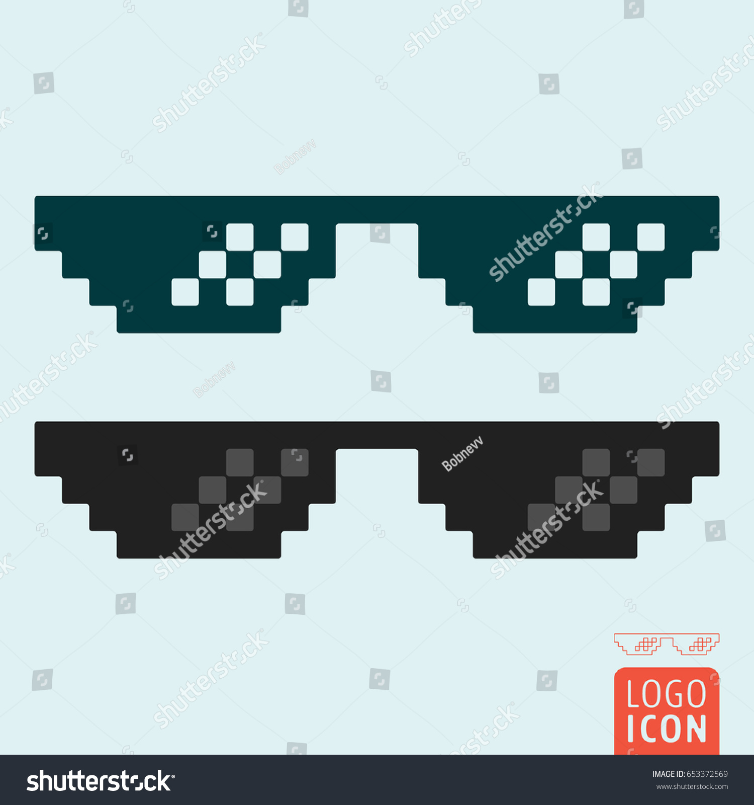 Pixel Glasses Icon Thug Life Meme Stock Vector Royalty Free 653372569 1022