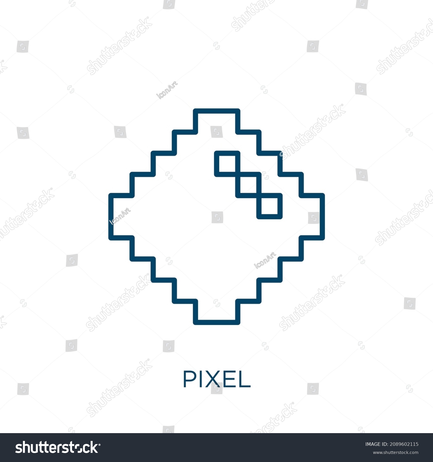Pixel Icon Thin Linear Pixel Outline Stock Vector Royalty Free