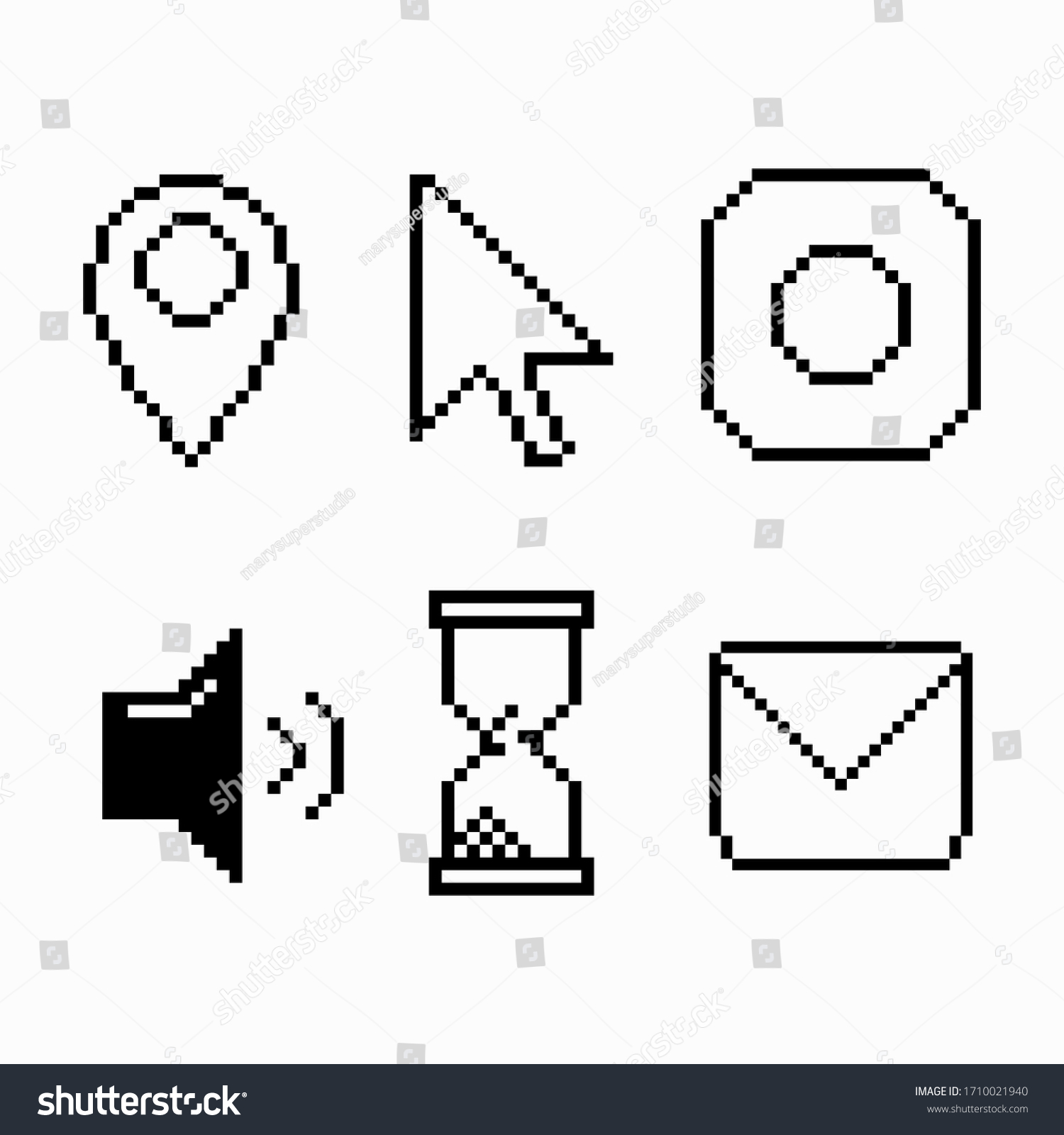 Pixel Icons Computer Process Vector Illustration Stock Vector (Royalty ...