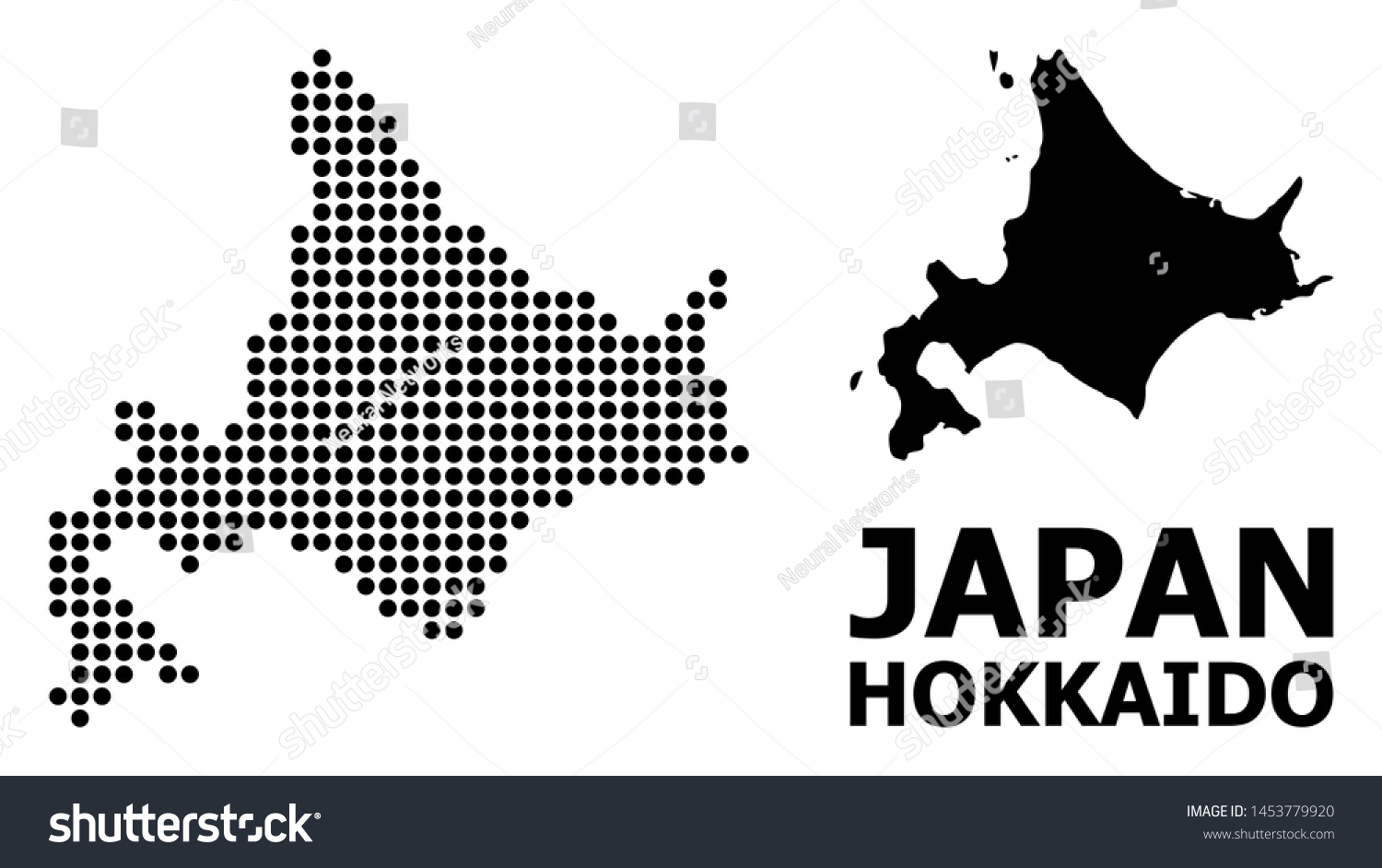 北海道島の地図と立体イラスト 白い背景に北海道島の球体の構成のベクター画像地図 のベクター画像素材 ロイヤリティフリー