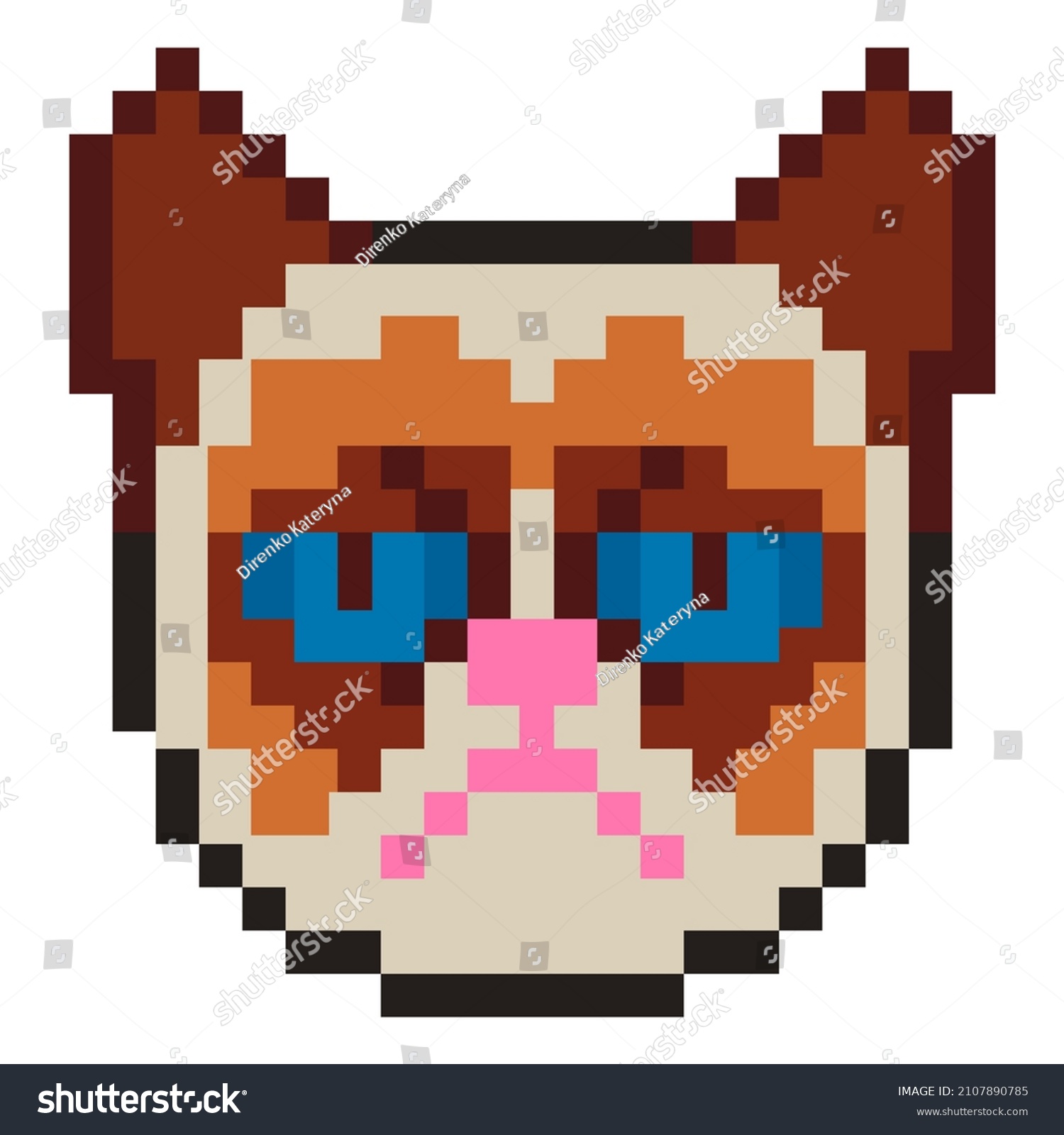 Pixel Red Cat Face High Detailed Stock Vector (Royalty Free) 2107890785 ...