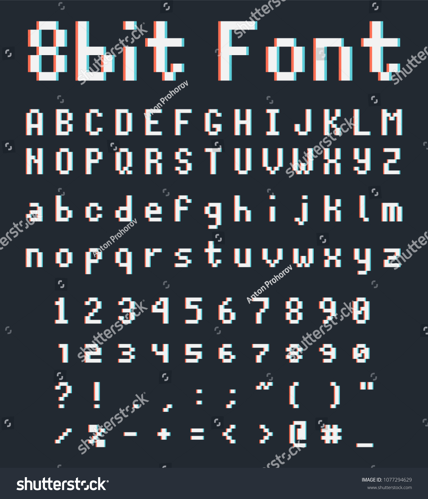 Pixel Retro Font Videogame Type 8bit 库存矢量图（免版税）1077294629 Shutterstock