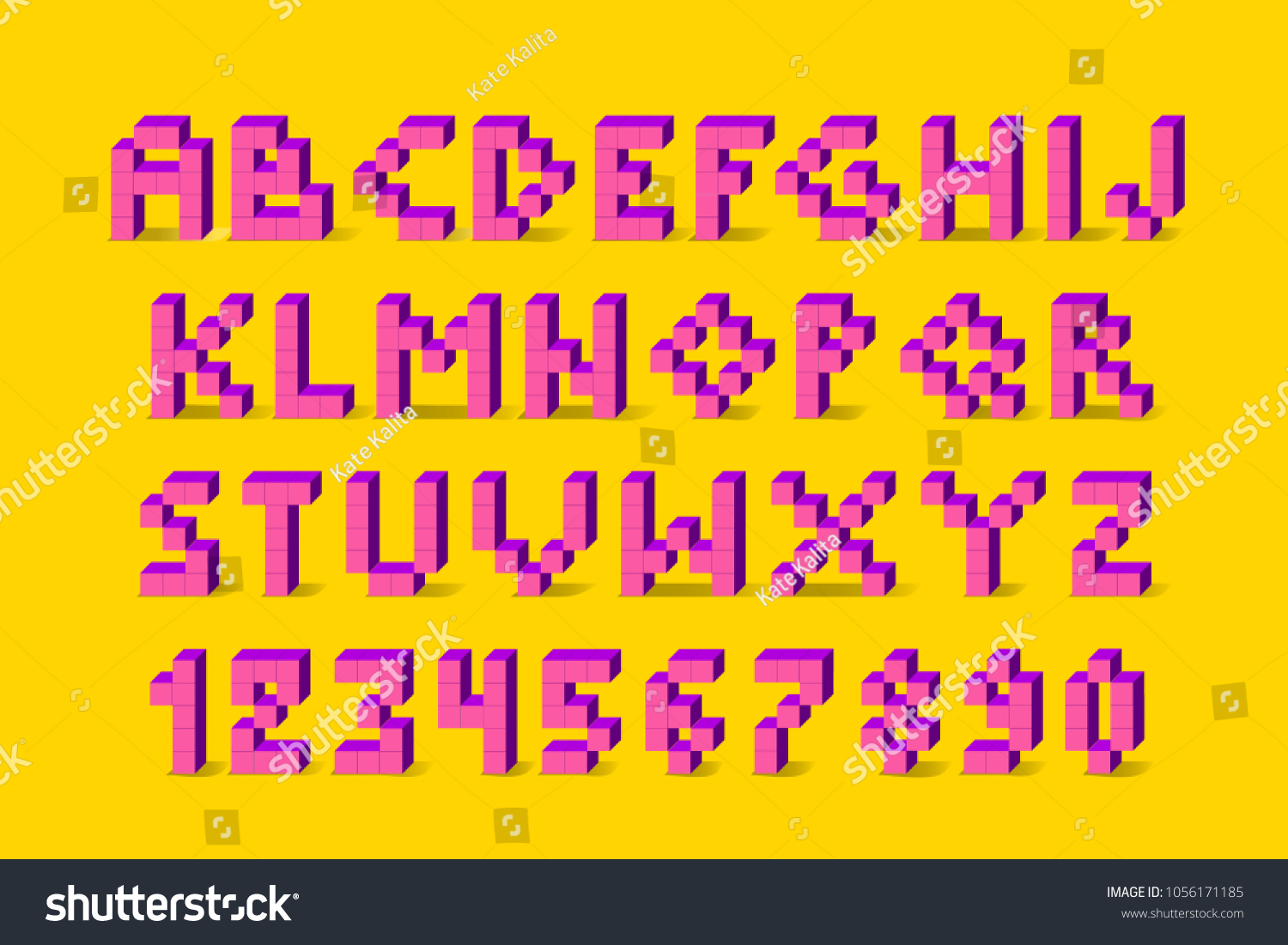 Vektor Stok Pixel Retro Video Game Font 80s Tanpa Royalti 1056171185 Shutterstock 5105