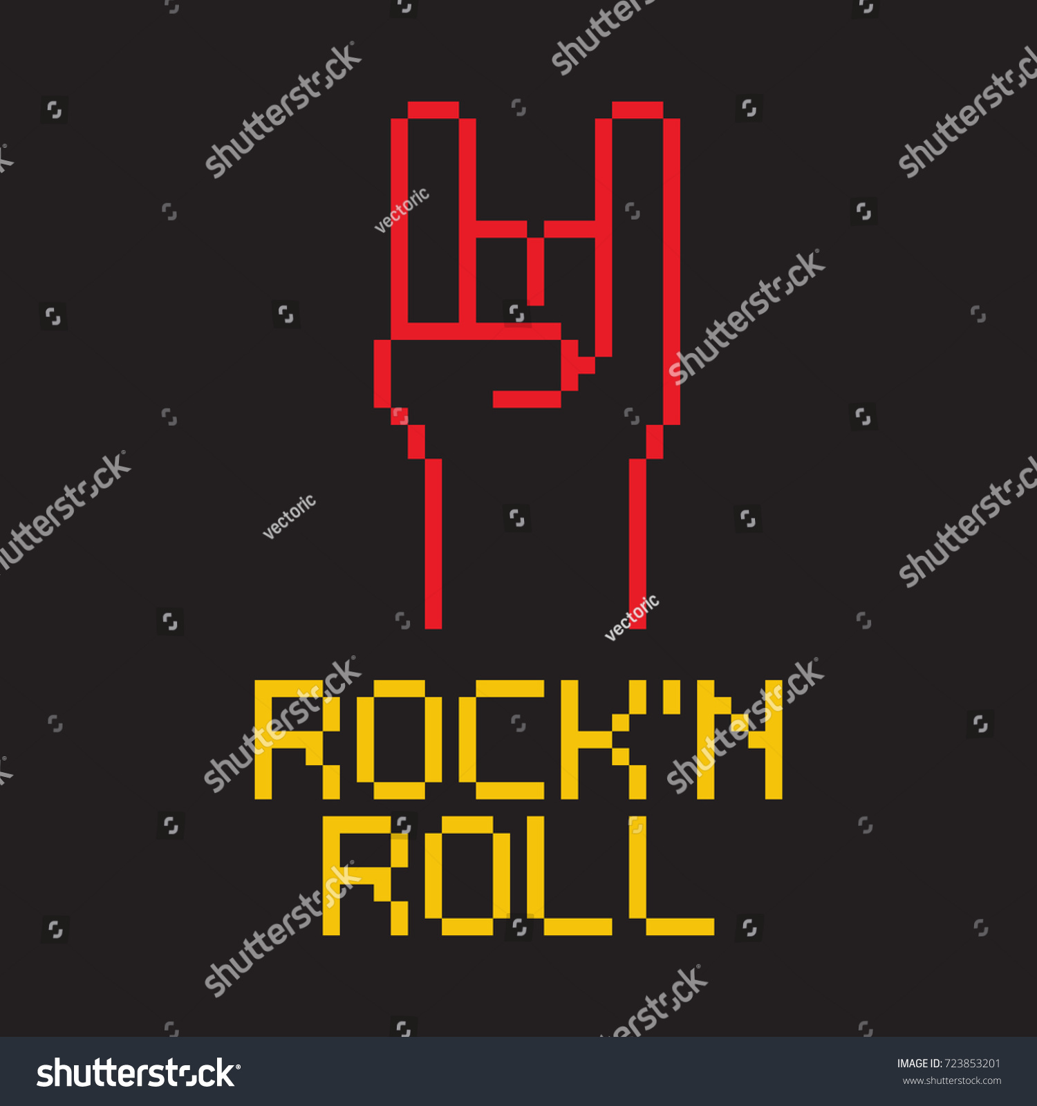 Pixel Rock Roll Background Stock Vector (Royalty Free) 723853201 ...
