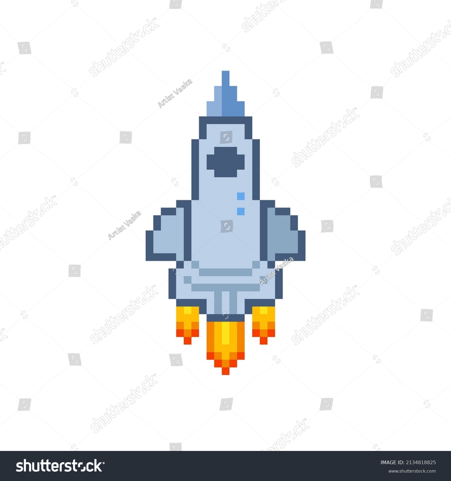 Pixel Rocket 8 Bits Illustration Isolated Stock Vector (Royalty Free ...