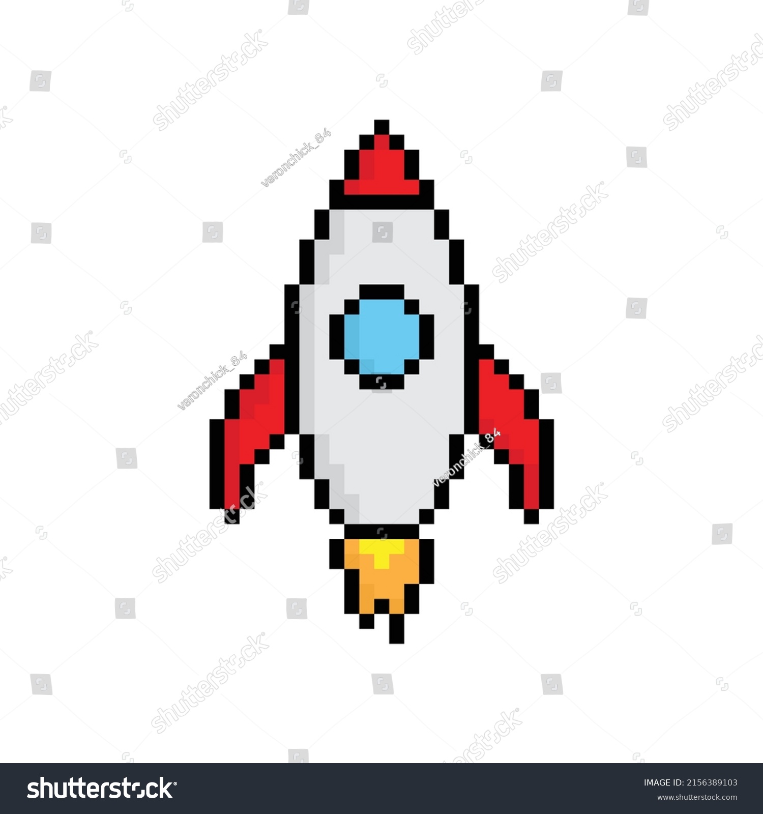 Pixel Rocket Icon Vector Pixel Art Stock Vector (Royalty Free ...