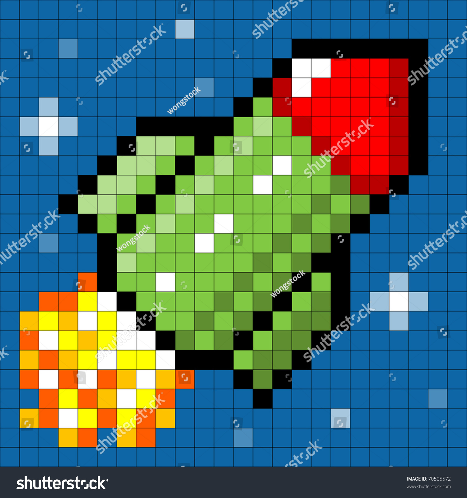 Pixel Rocket Space Stock Vector 70505572 - Shutterstock