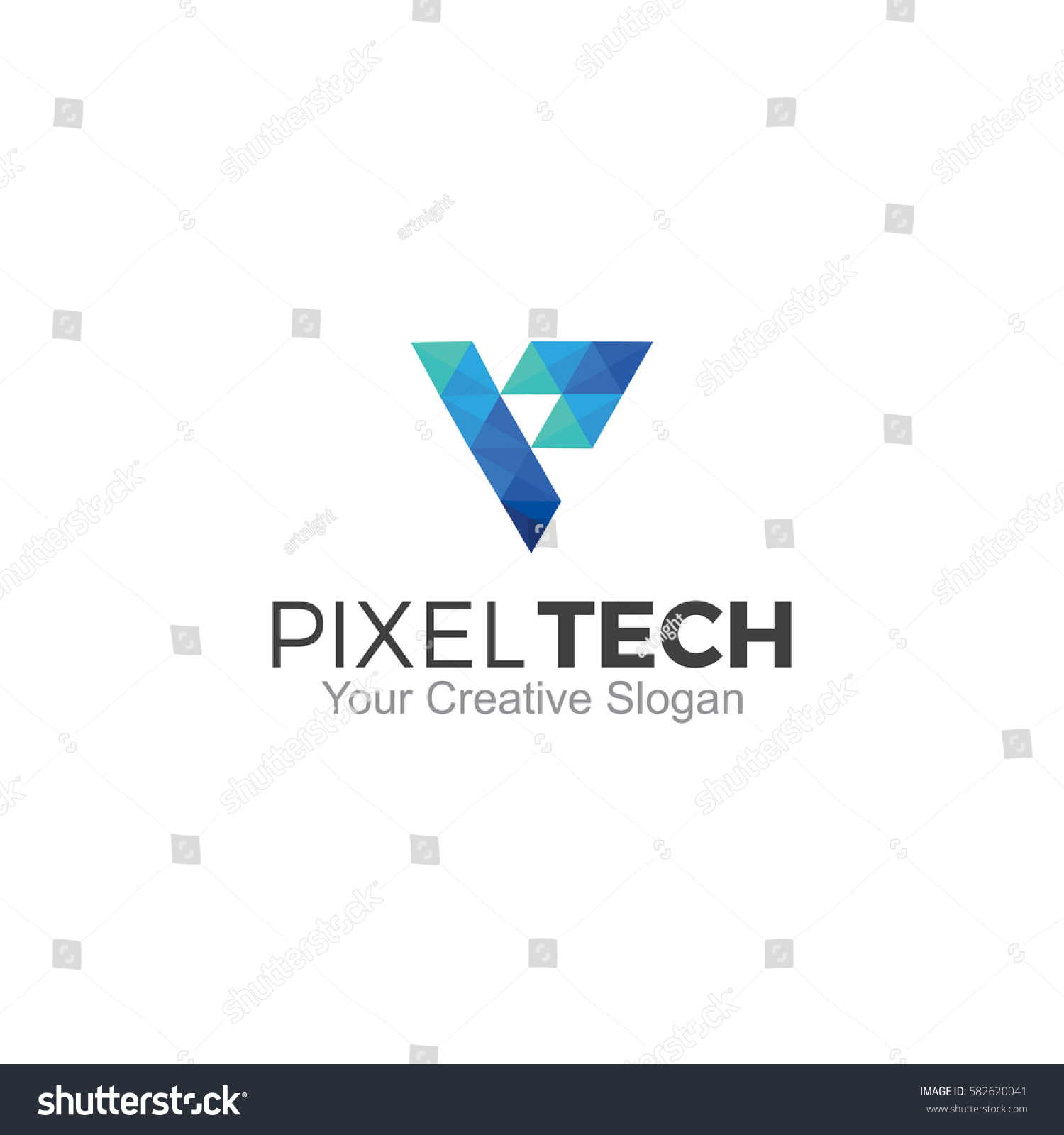 pixel tech logo vector illustration stock vector royalty free