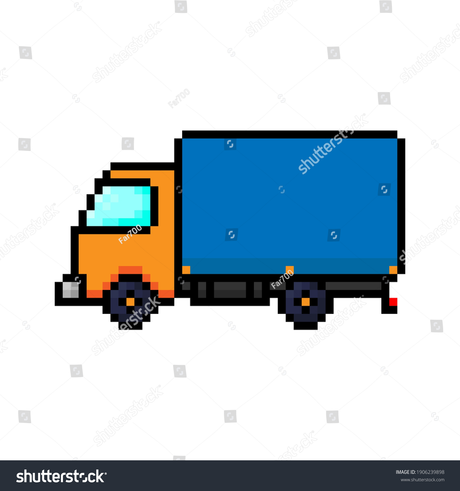 Pixel Truck Icon Colored Contour Silhouette Stock Vector (Royalty Free ...