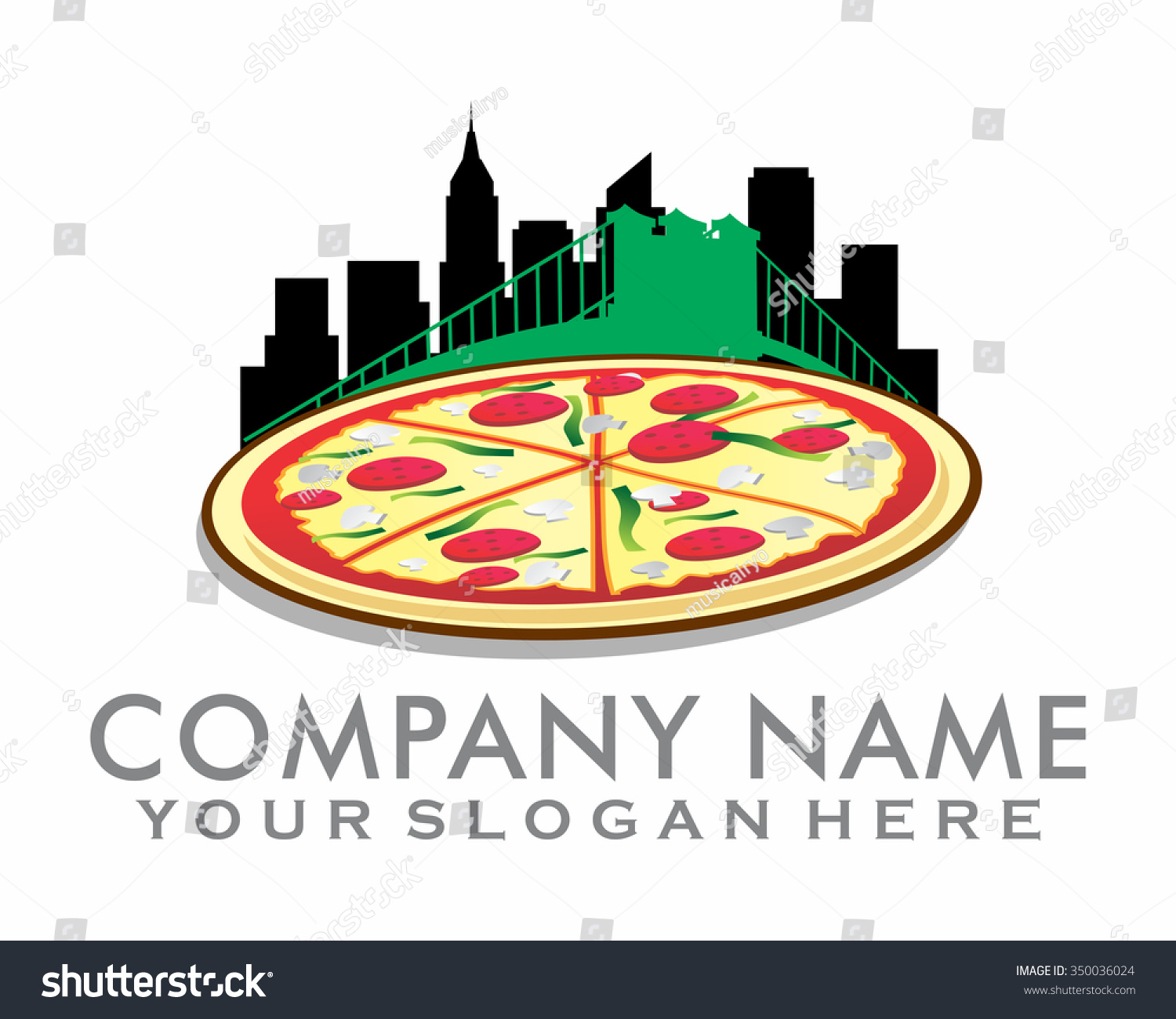 Pizza City Logo Icon Vector vector de stock (libre de regalías