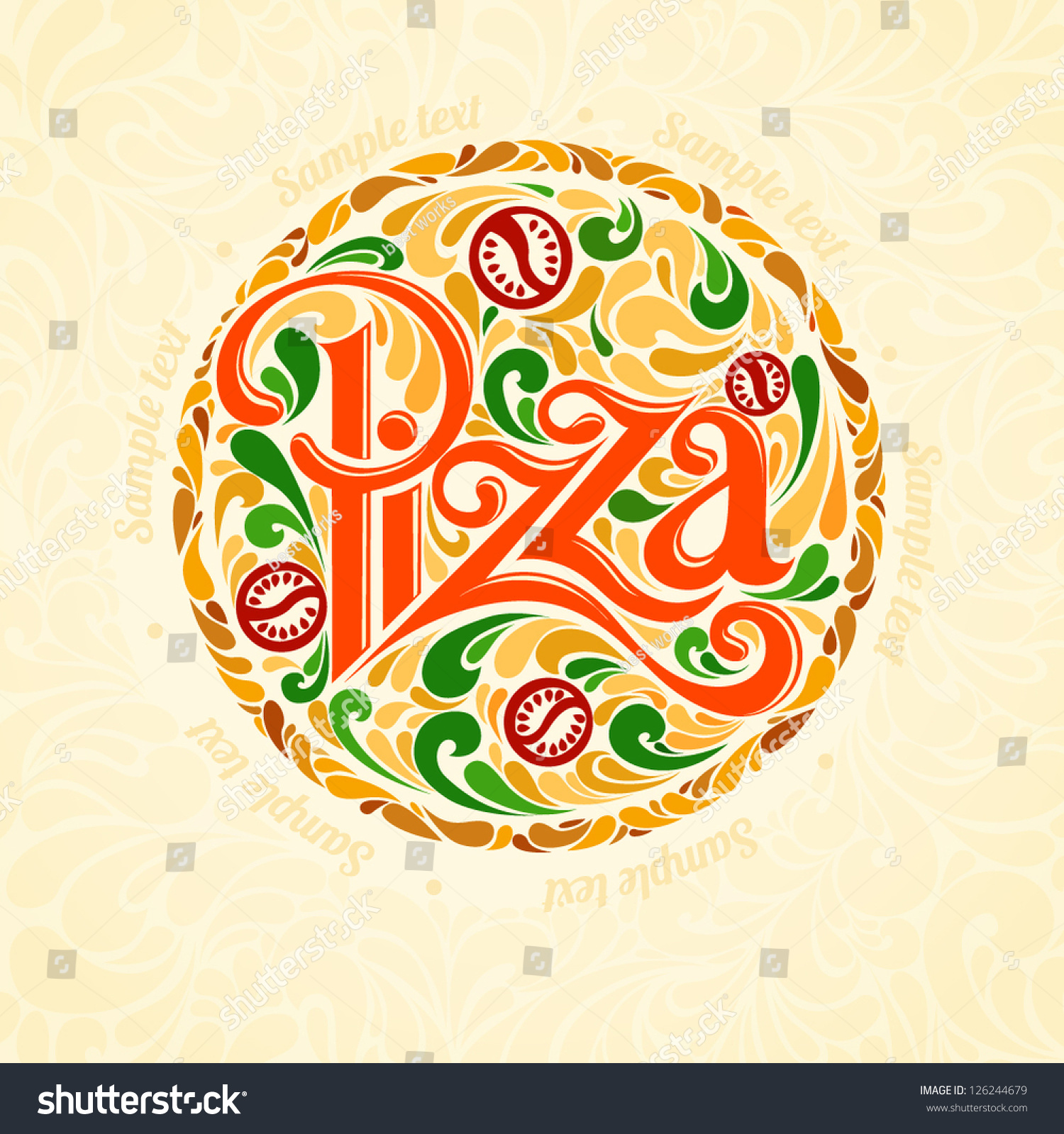 Pizza Design Template Stock Vector Illustration 126244679 : Shutterstock