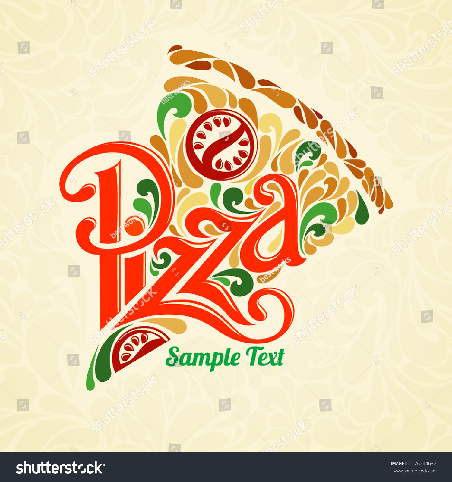 Pizza Design Template Stock Vector Illustration 126244682 : Shutterstock