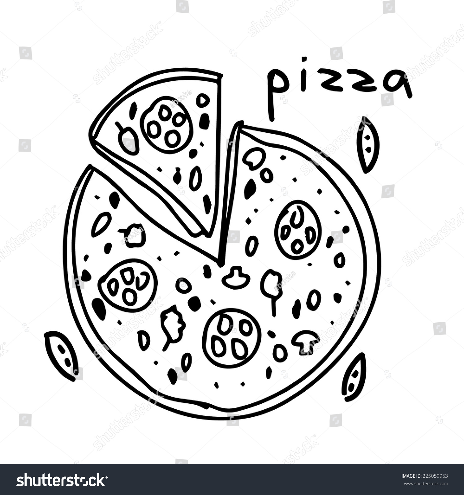Pizza Doodle Stock Vector (Royalty Free) 225059953 Shutterstock