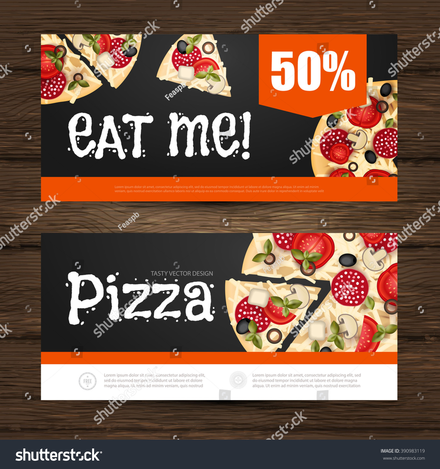 Vector De Stock Libre De Regalias Sobre Pizza Flyer Plantilla De Cupon De Regalo