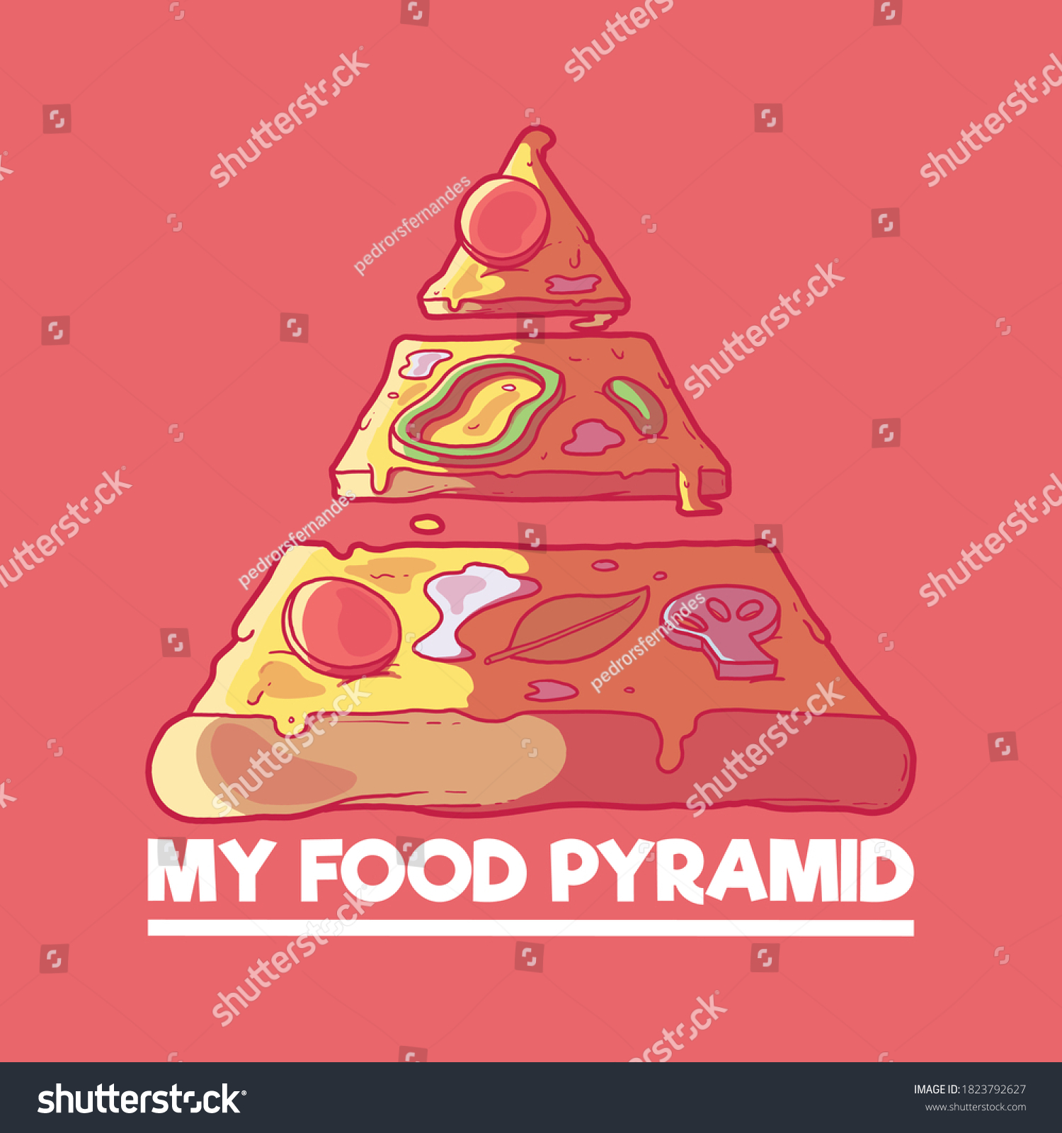 Pizza Food Pyramid Vector Illustration Fast Vetor Stock Livre De Direitos 1823792627 7379