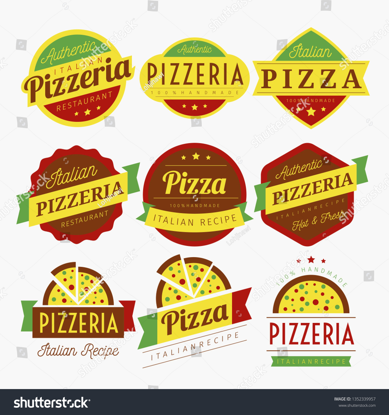 Pizza Labels Vector Stock Vector (Royalty Free) 1352339957