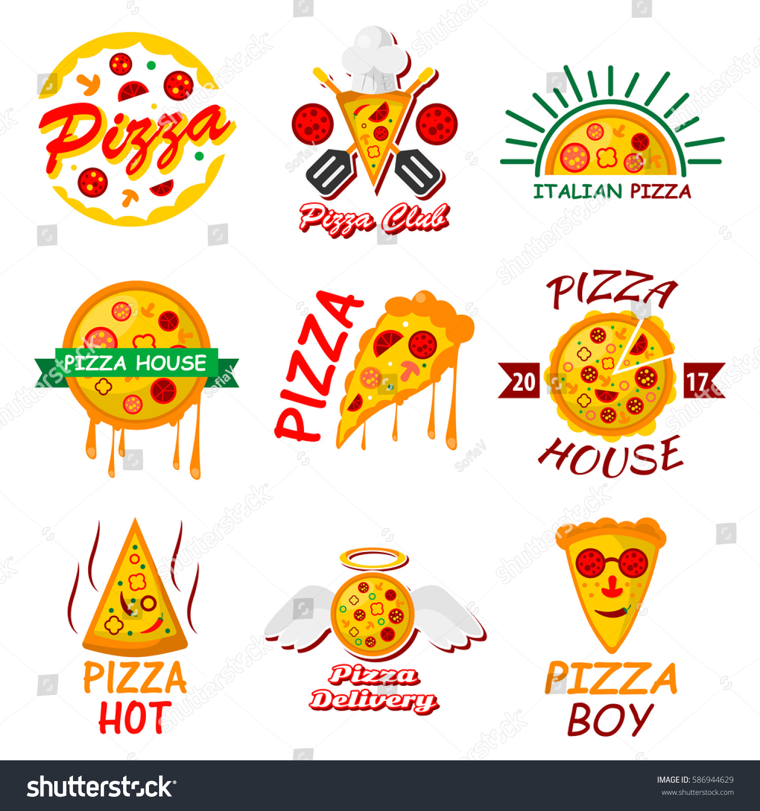 Pizza Logo Templates Italian Pizzeria Menu Stock Vector 586944629 