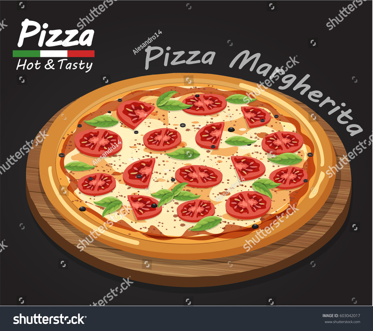 Pizza Margherita Stock Vector (Royalty Free) 603042017 | Shutterstock