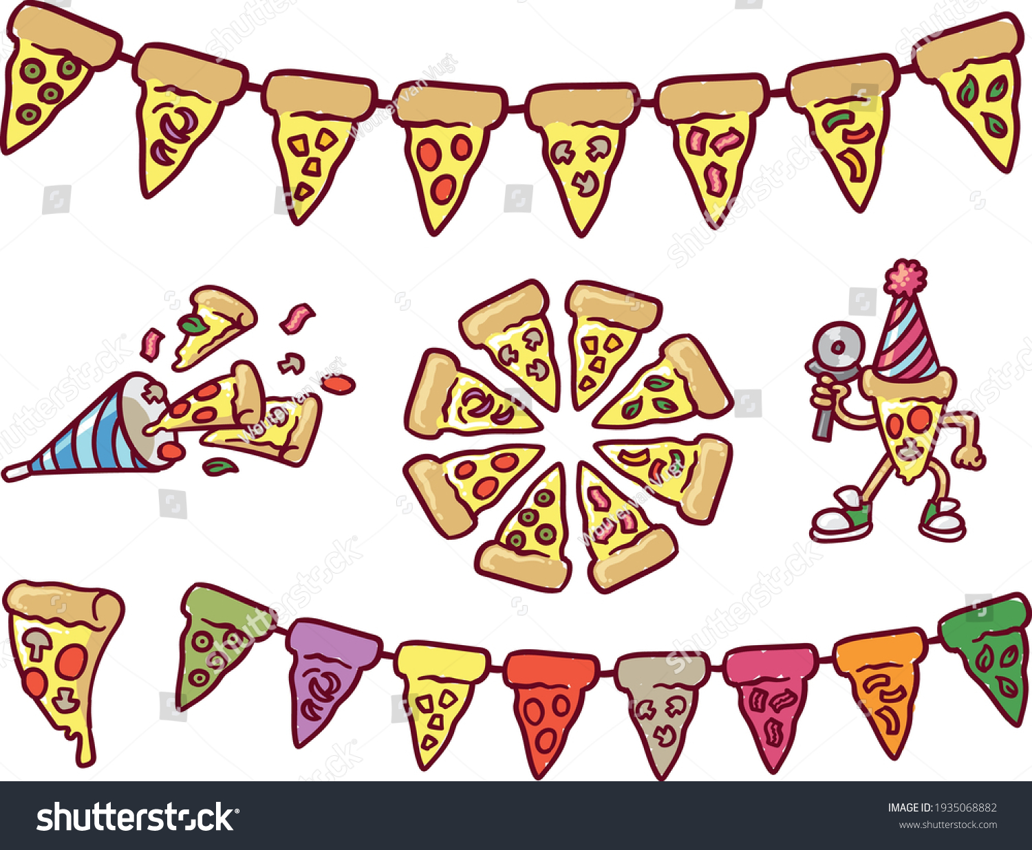 Pizza Party Set Illustrations Clip Art Stock Vector (Royalty Free ...