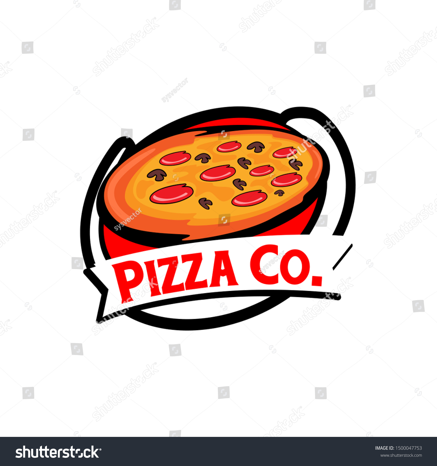 Pizza Pizzaria Cafe Badge Logo Template Stock Vector Royalty Free