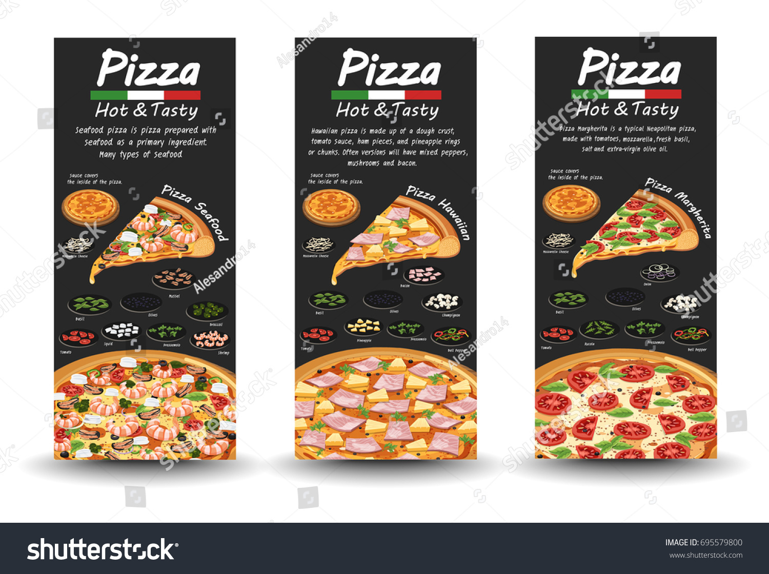 Pizza Pizzeria Flyer Vector Background Two Stock Vector Royalty Free