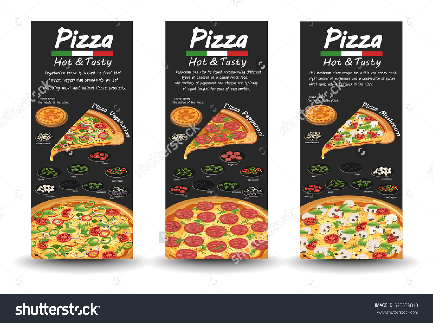 Pizza Pizzeria Flyer Vector Background Two Stock Vector Royalty Free