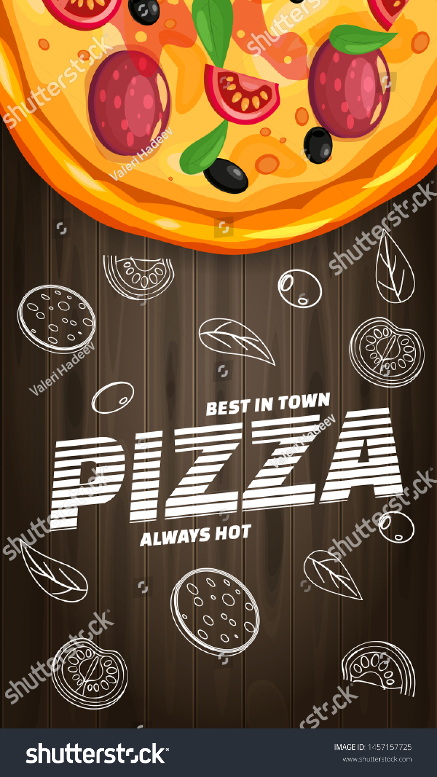 Pizza Pizzeria Italian Template Vertical Flyer Stock Vector (Royalty ...