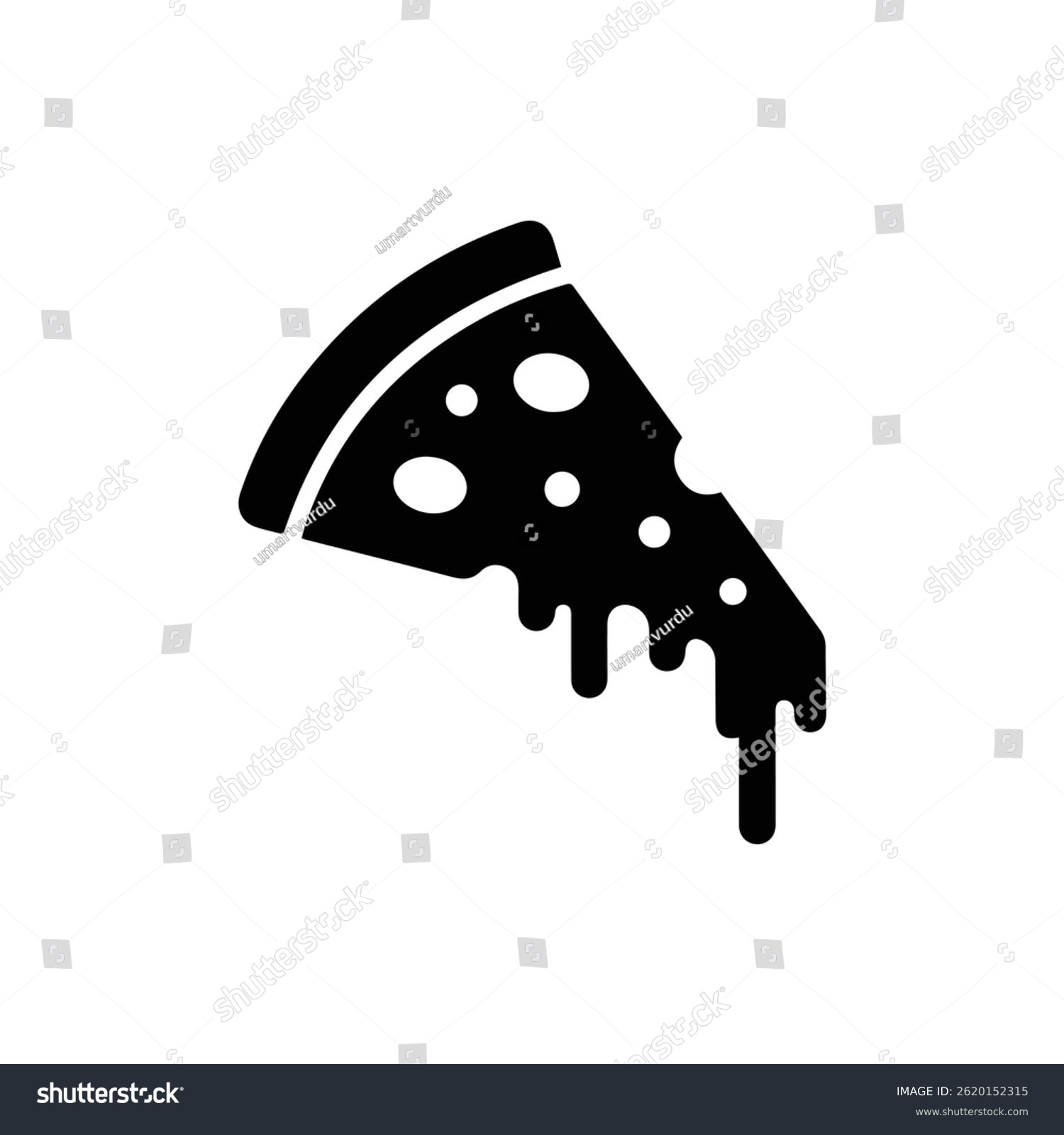 black pizza slice with melted cheese clip art preview