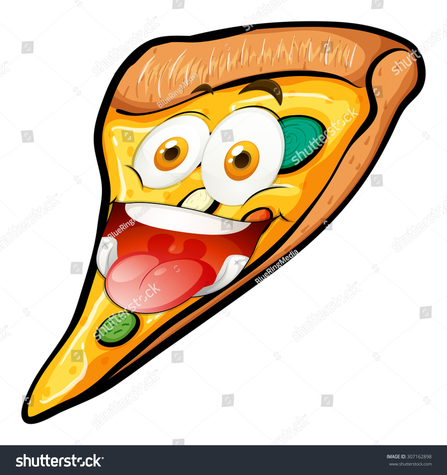 Pizza Slice Funny Face Illustration Stock Vector (Royalty Free ...