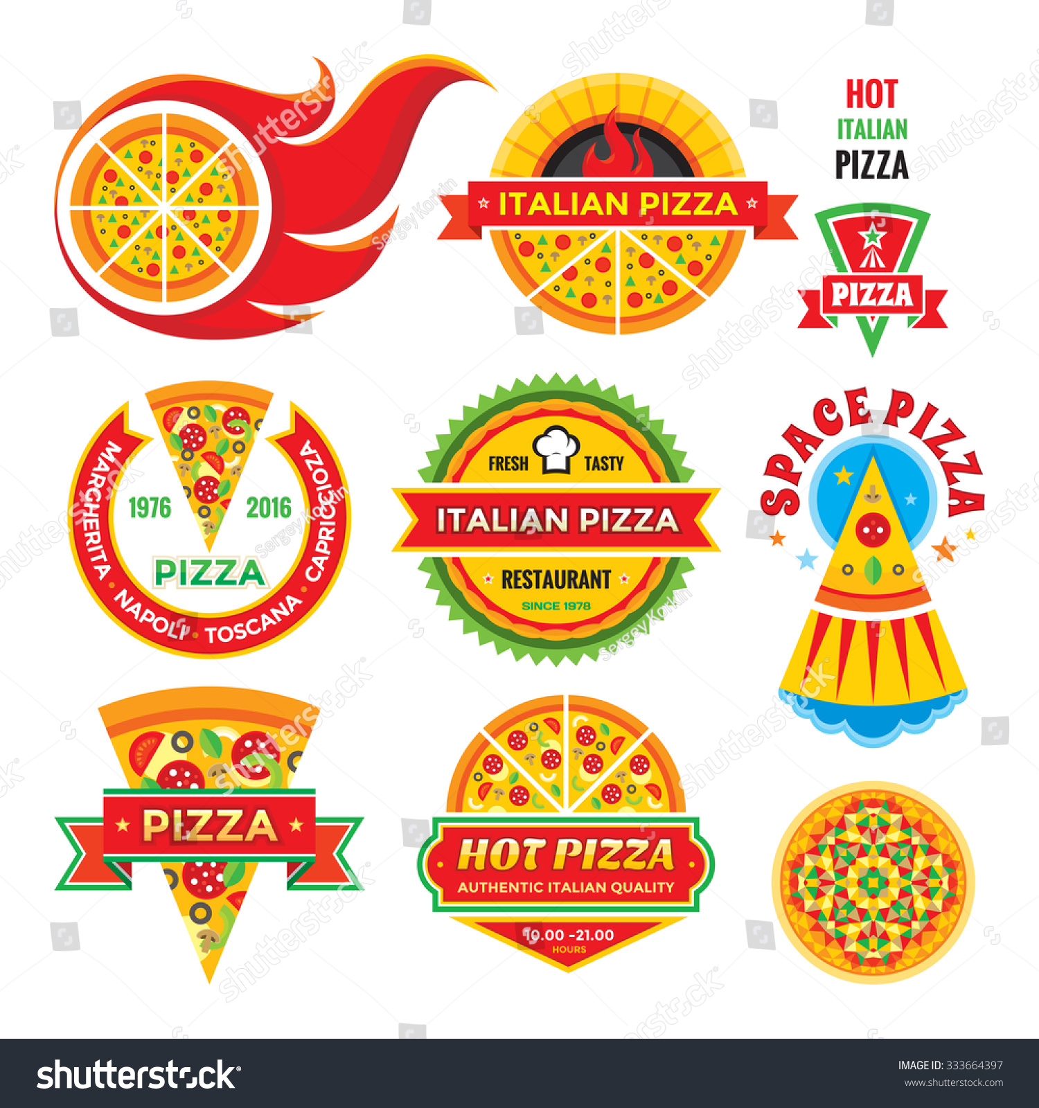 Pizza Vector Badges Logo Set Pizza Stock Vector (Royalty Free ...