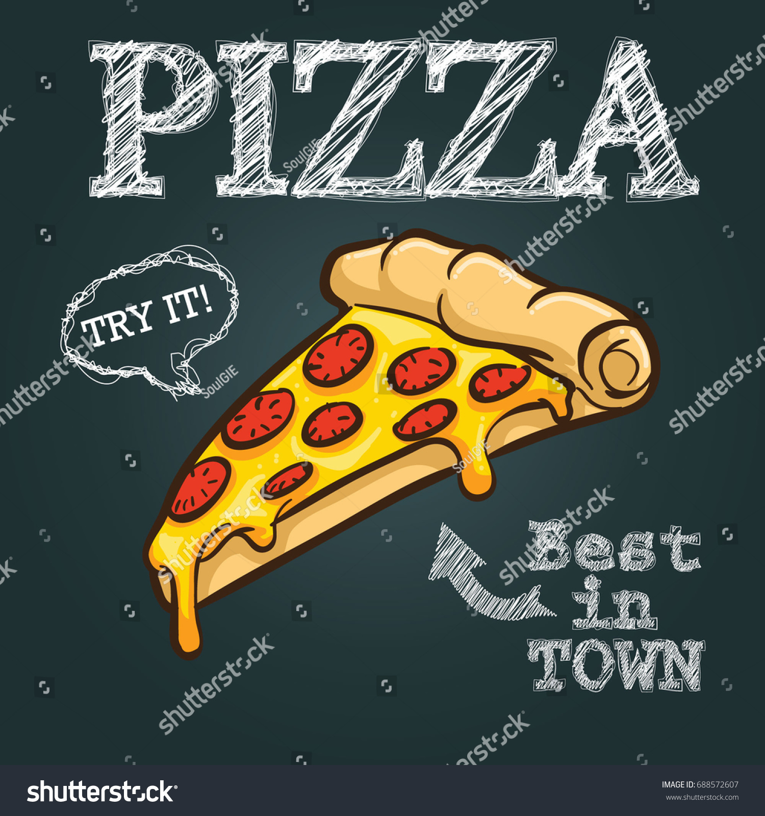 Pizza Vector Illustration Hand Drawn Pizza Stock Vector (Royalty Free ...