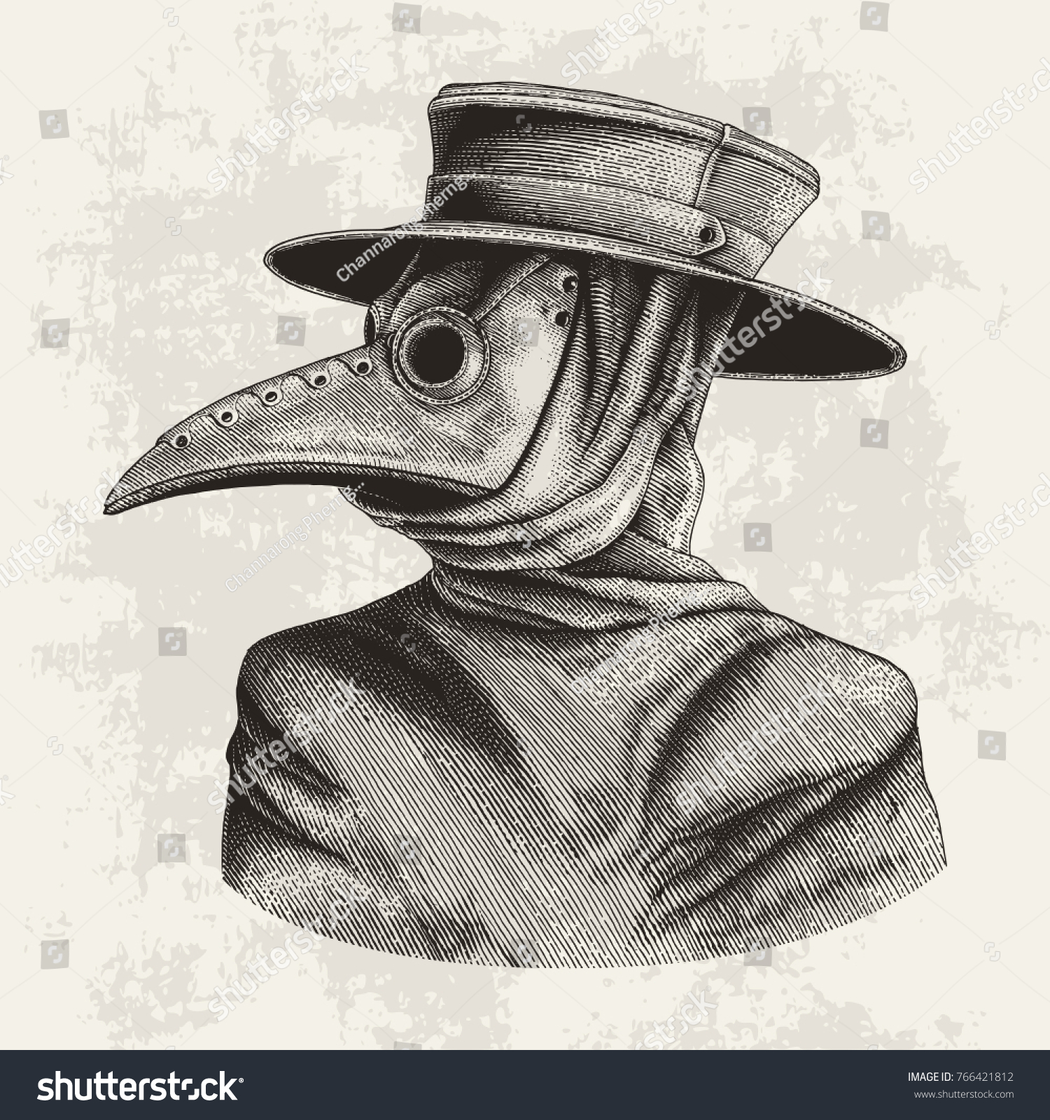 SVG of Plague doctor hand drawing vintage engraving isolate on grunge background svg